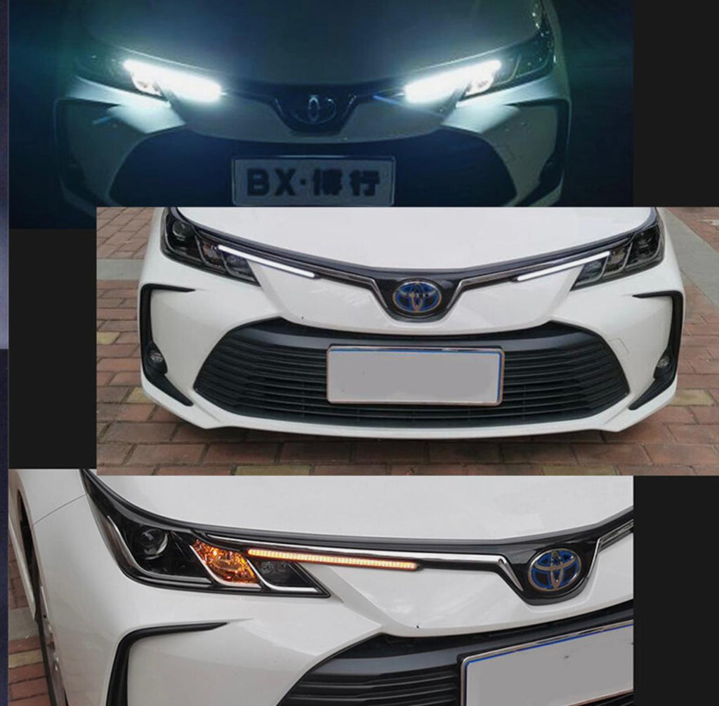 2pc Universal DRL Daytime Running Light 12V L.E.D Indicator Sequential Two-Tone Amber White & Yellow 15.5cm Car LED Strip Headlight DRL Daytime Running Waterproof Light Brand: AUTO MT