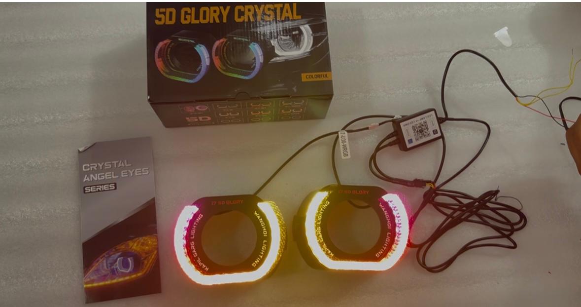 New Angel Eyes I-7 Halo Rings Crystal Lamp Mask Tuning for Car Headlight Bi Led Lens 7D 3 Inch Universal Headlight 1-Pair