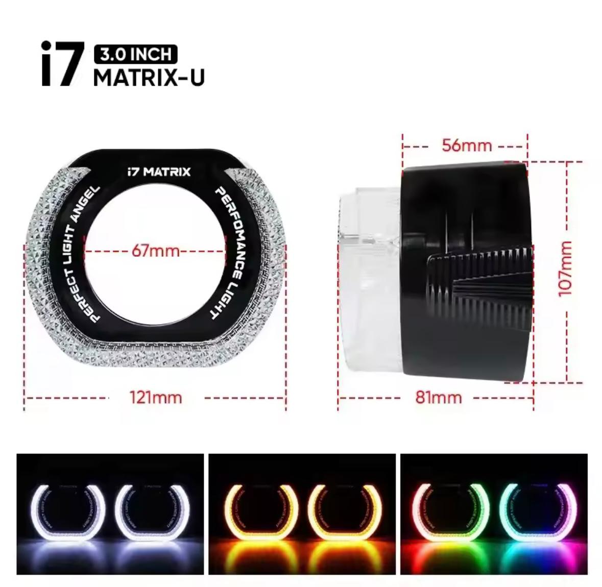 New Angel Eyes I-7 Halo Rings Crystal Lamp Mask Tuning for Car Headlight Bi Led Lens 7D 3 Inch Universal Headlight 1-Pair