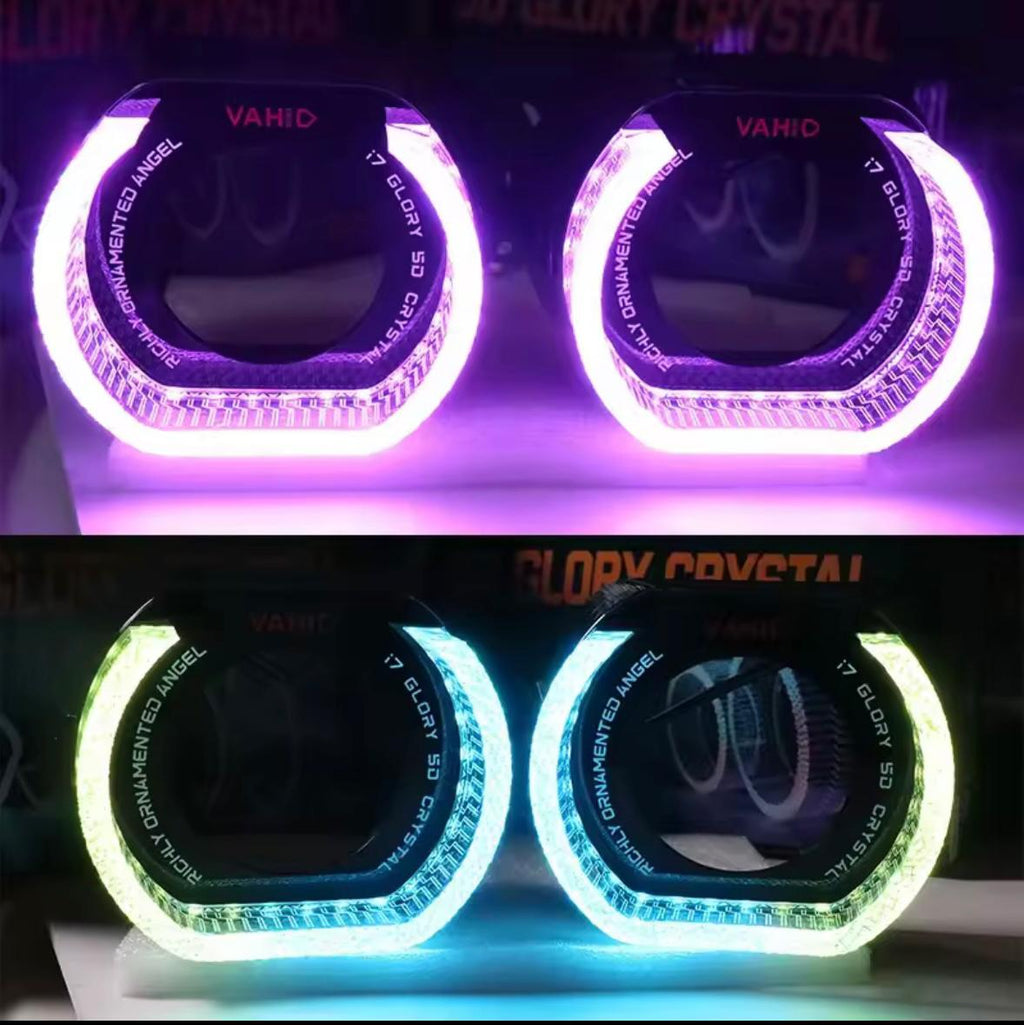 New Angel Eyes I-7 Halo Rings Crystal Lamp Mask Tuning for Car Headlight Bi Led Lens 7D 3 Inch Universal Headlight 1-Pair