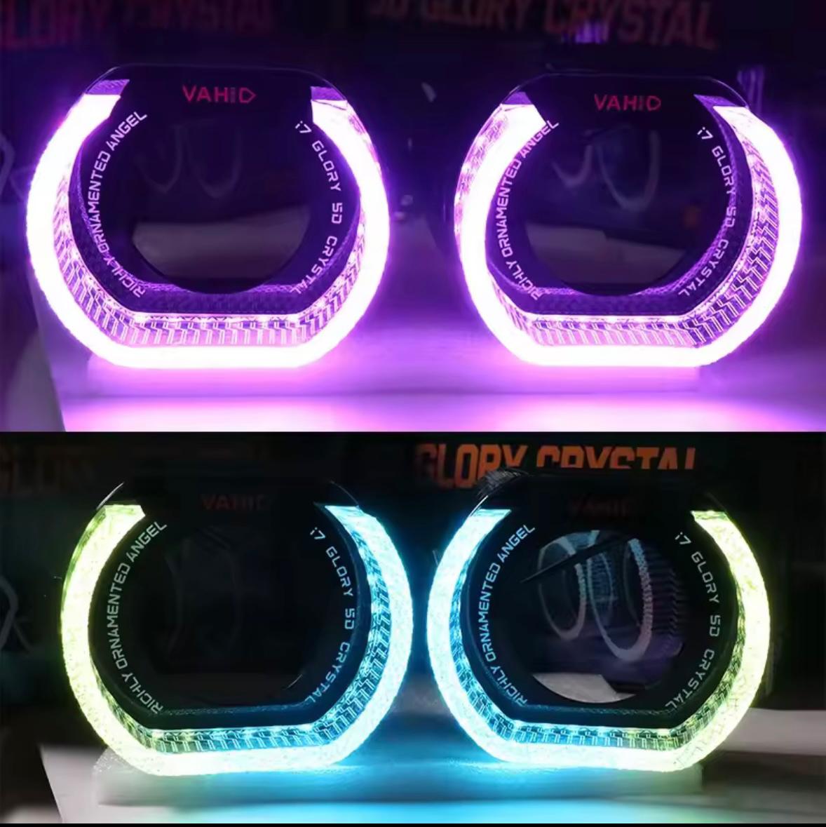 New Angel Eyes I-7 Halo Rings Crystal Lamp Mask Tuning for Car Headlight Bi Led Lens 7D 3 Inch Universal Headlight 1-Pair