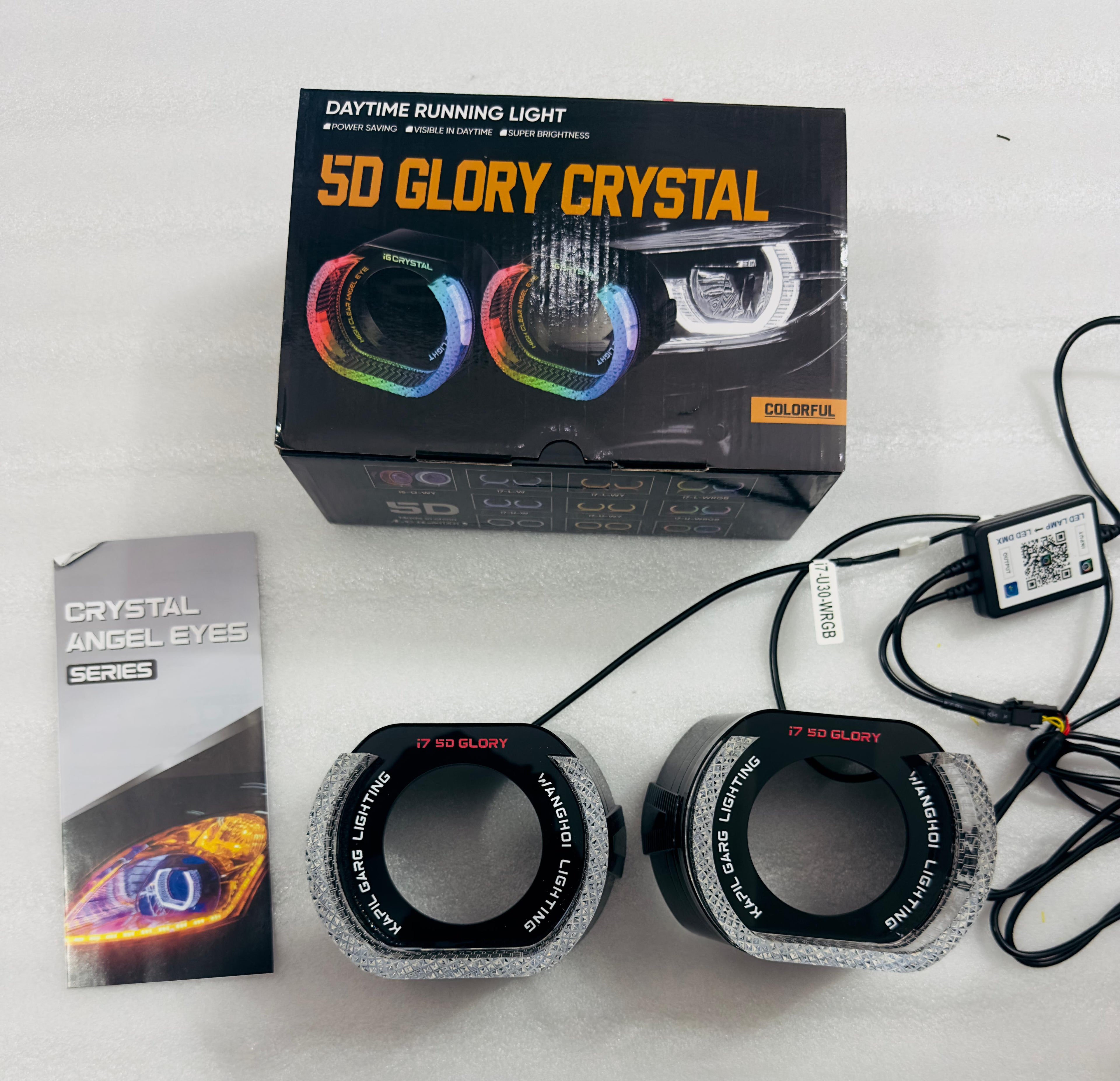 New Angel Eyes I-7 Halo Rings Crystal Lamp Mask Tuning for Car Headlight Bi Led Lens 7D 3 Inch Universal Headlight 1-Pair