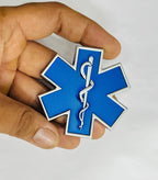 Blue Star of Life Doctor 3D Logo (6.3cmx6.3cm) for Car Bike Laptop Emblem, Doctor Sticker 3D-Badge Auto Racing Sport Logo Grand Tourer Decal Auto Accessories 1PC.