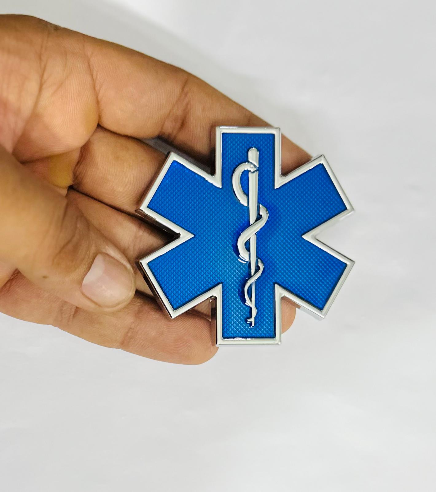 Blue Star of Life Doctor 3D Logo (6.3cmx6.3cm) for Car Bike Laptop Emblem, Doctor Sticker 3D-Badge Auto Racing Sport Logo Grand Tourer Decal Auto Accessories 1PC.