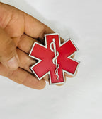 RED Star of Life Doctor 3D Logo (6.3cmx6.3cm) for Car Bike Laptop Emblem, Doctor Sticker 3D-Badge Auto Racing Sport Logo Grand Tourer Decal Auto Accessories 1PC.