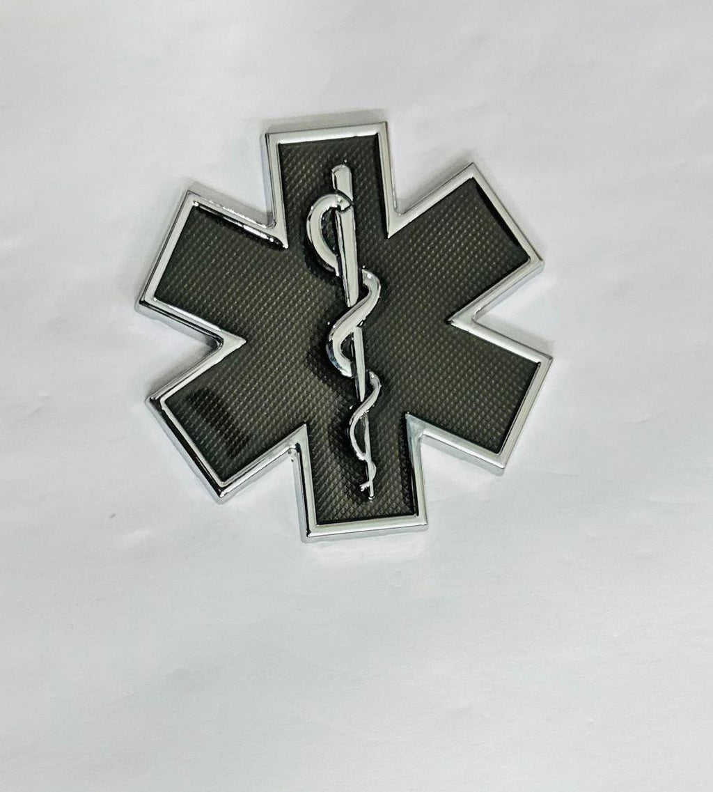BLACK Star of Life Doctor 3D Logo (6.3cmx6.3cm) for Car Bike Laptop Emblem, Doctor Sticker 3D-Badge Auto Racing Sport Logo Grand Tourer Decal Auto Accessories 1PC.