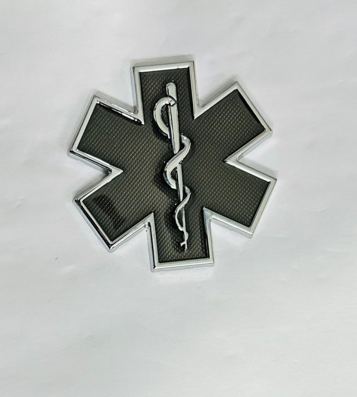 BLACK Star of Life Doctor 3D Logo (6.3cmx6.3cm) for Car Bike Laptop Emblem, Doctor Sticker 3D-Badge Auto Racing Sport Logo Grand Tourer Decal Auto Accessories 1PC.