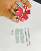 RED Star of Life Doctor 3D Grill Logo (6.3cmx6.3cm) Car Bike Laptop Doctor Grill Sticker Car Emblem 3D Badge Attractive Sticker Auto Racing Sport Logo Grand Tourer Decal.