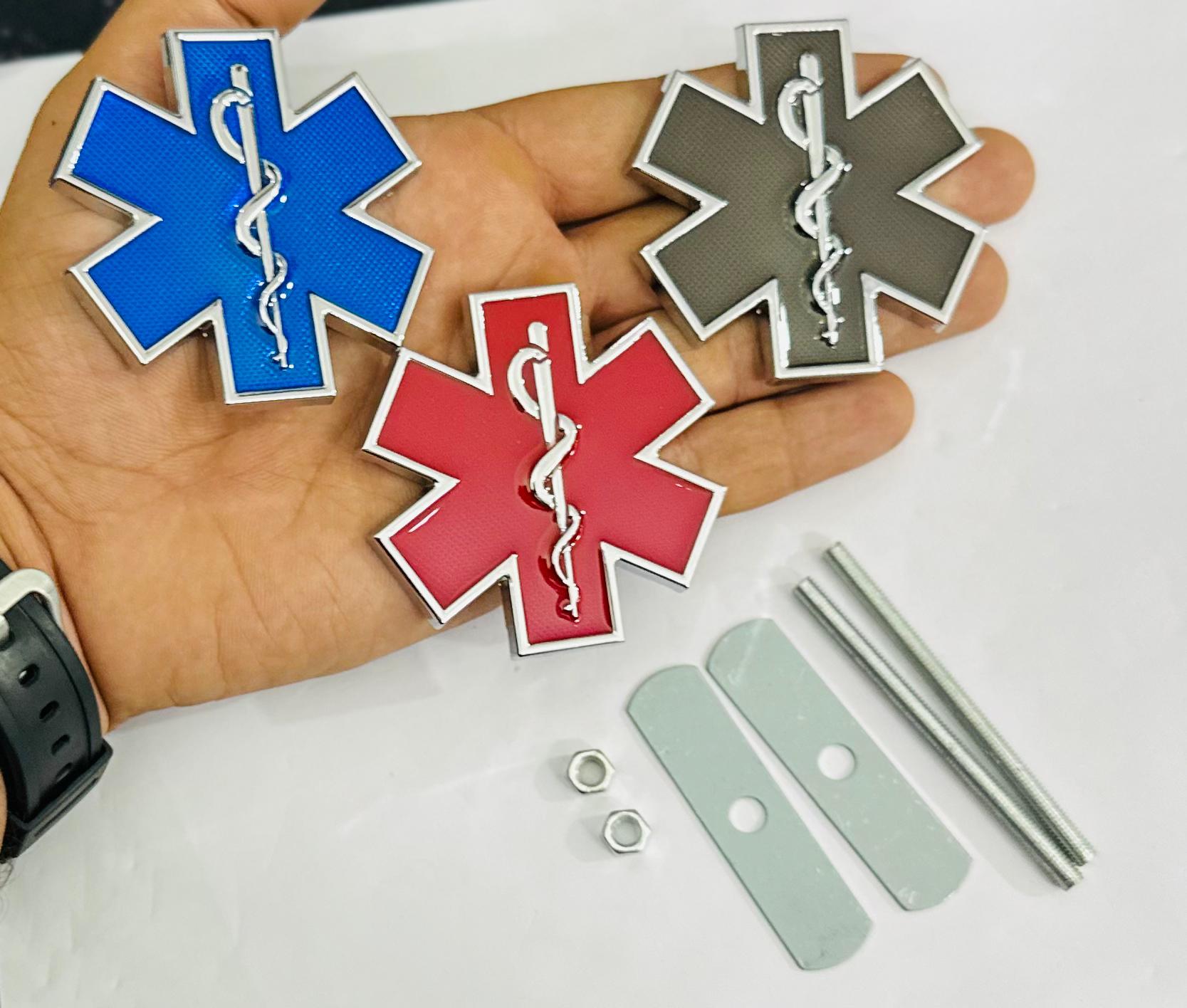 Star of Life Doctor 3D Grill Logo (6.3cmx6.3cm) Car Bike Laptop Doctor Grill Sticker Car Emblem 3D Badge Attractive Sticker Auto Racing Sport Logo Grand Tourer Decal.