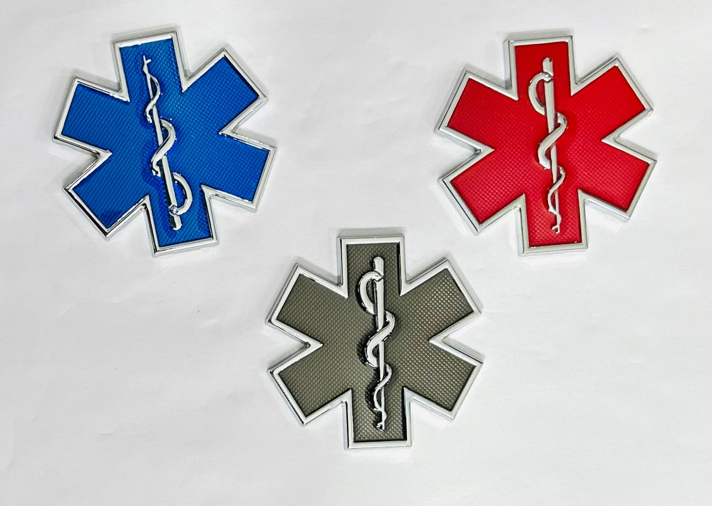 Star of Life Doctor 3D Grill Logo (6.3cmx6.3cm) Car Bike Laptop Doctor Grill Sticker Car Emblem 3D Badge Attractive Sticker Auto Racing Sport Logo Grand Tourer Decal.