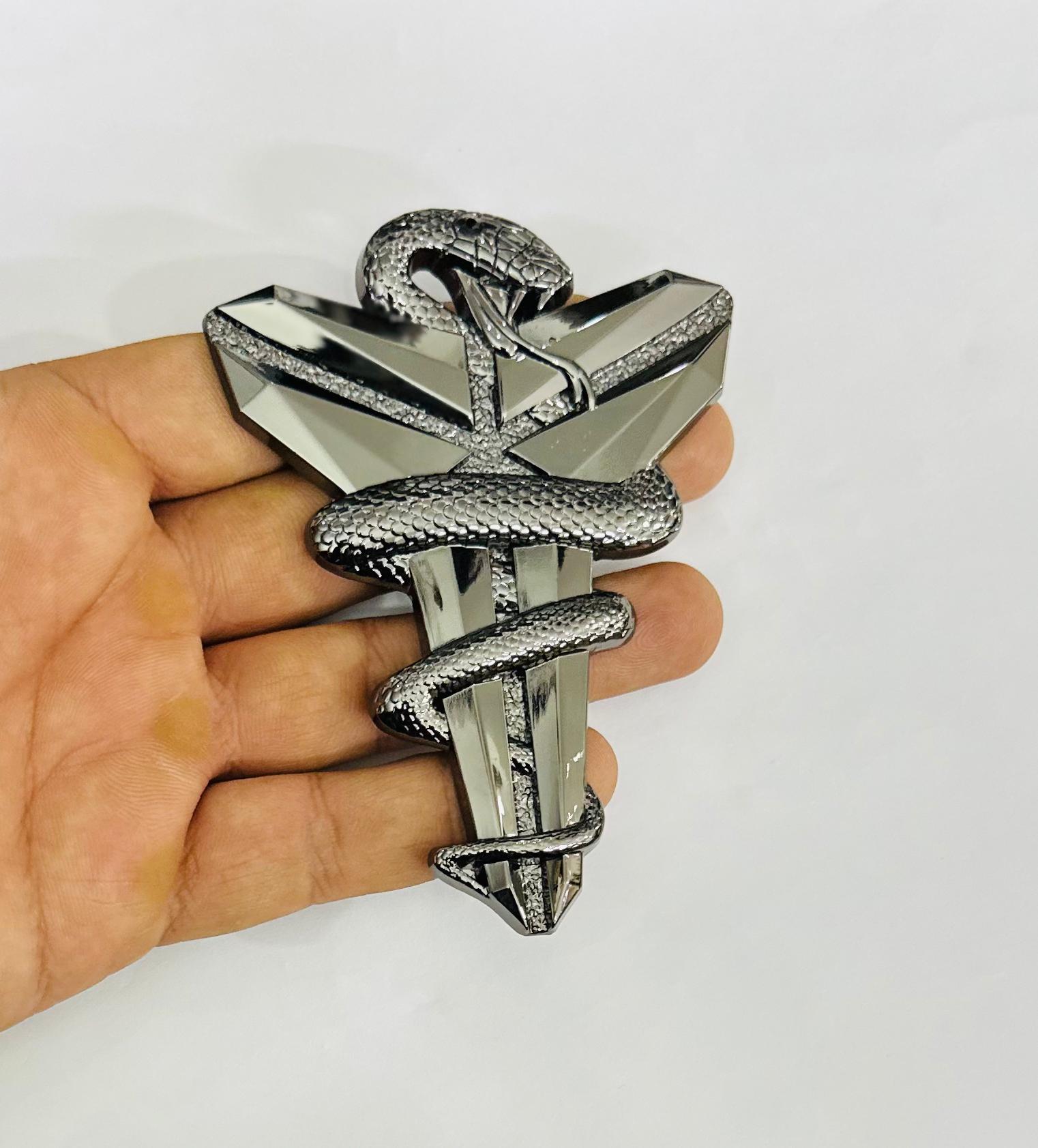 Black Mamba 3D Logo (10.7cmx8cm) for Car Bike Laptop Emblem, Black Mamba Sticker 3D-Badge Auto Racing Sports Logo Grand Tourer Decal Auto Accessories.