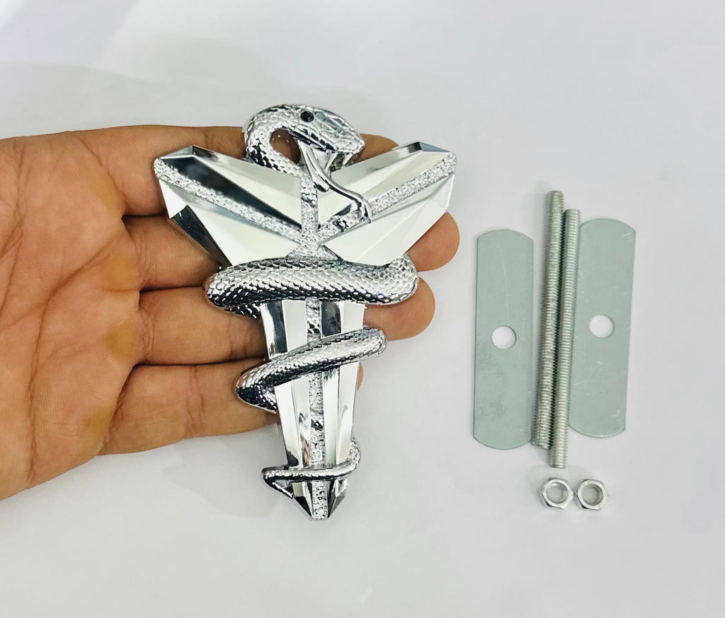 Chrome Black Mamba 3D Grill Logo (10.7cmx8cm) for Car Bike Laptop Emblem, Black Mamba Grill Sticker 3D-Badge Auto Racing Sports Logo Grand Tourer Decal Auto Accessories.