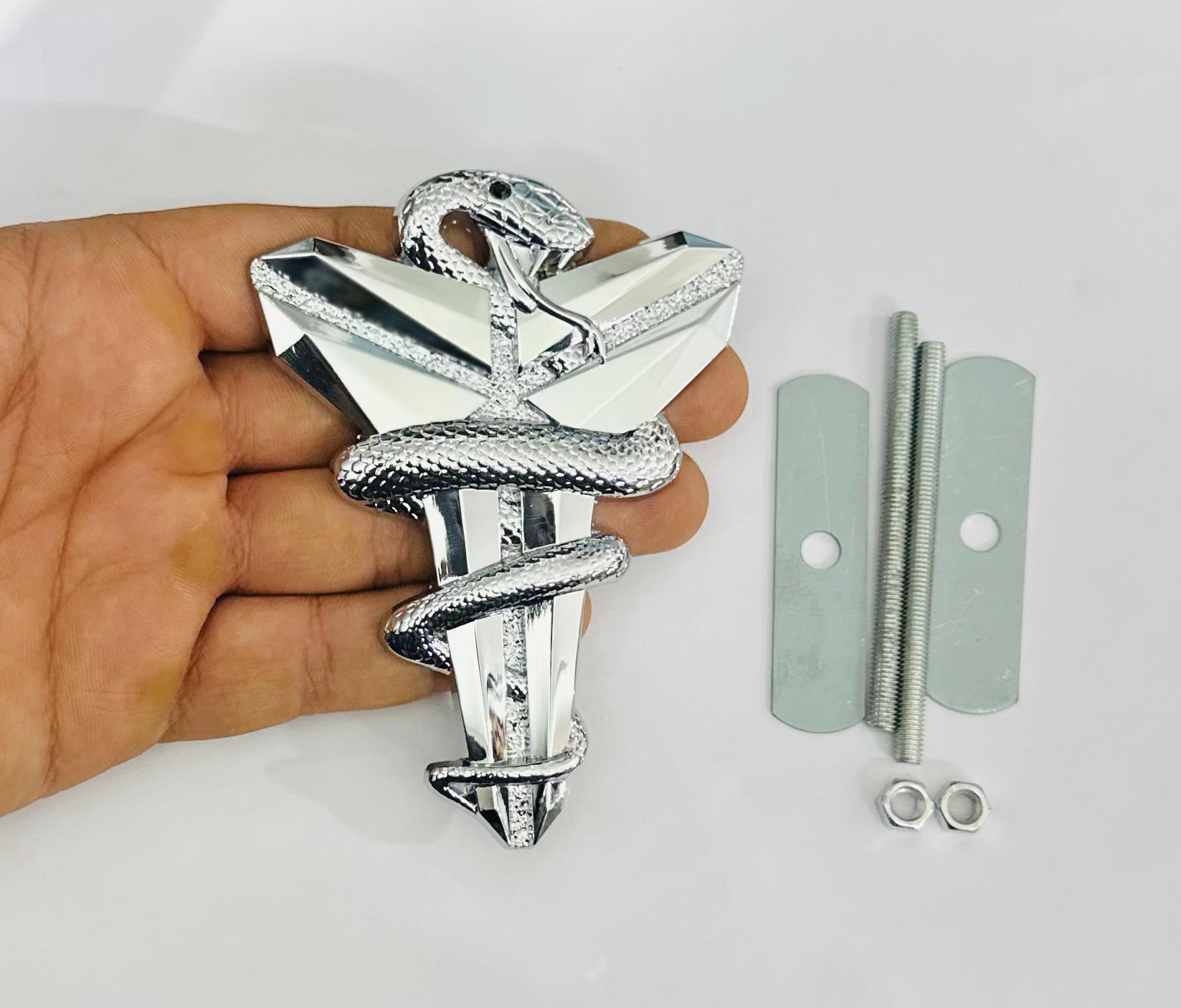 Chrome Black Mamba 3D Grill Logo (10.7cmx8cm) for Car Bike Laptop Emblem, Black Mamba Grill Sticker 3D-Badge Auto Racing Sports Logo Grand Tourer Decal Auto Accessories.