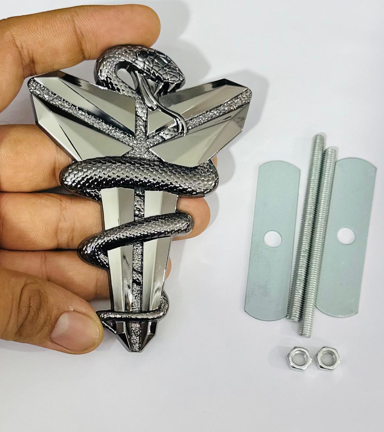 Black Mamba 3D Grill Logo (10.7cmx8cm) for Car Bike Laptop Emblem, Black Mamba Grill 3D-Badge Universal Auto Racing Sports Logo Grand Tourer Decal Auto Accessories.