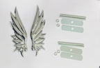 SILVER Angel Wing Big 3D Grill Logo (14cmx4.3cm) for Car Bike Laptop Emblem Decor, Angel Wing 3D Grill-Badge Universal Auto Racing Sports Logo Grand Tourer Decal Auto Accessories.