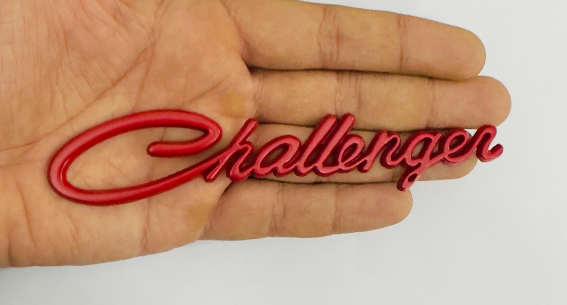 Challenger RED Logo Metal Sticker (15cmx3cm) Car Emblem Attractive car Sport Sticker Premium 3D Badge Grand Tourer Decal Challenger 3D Sticker Decor for Laptop Car Bike.