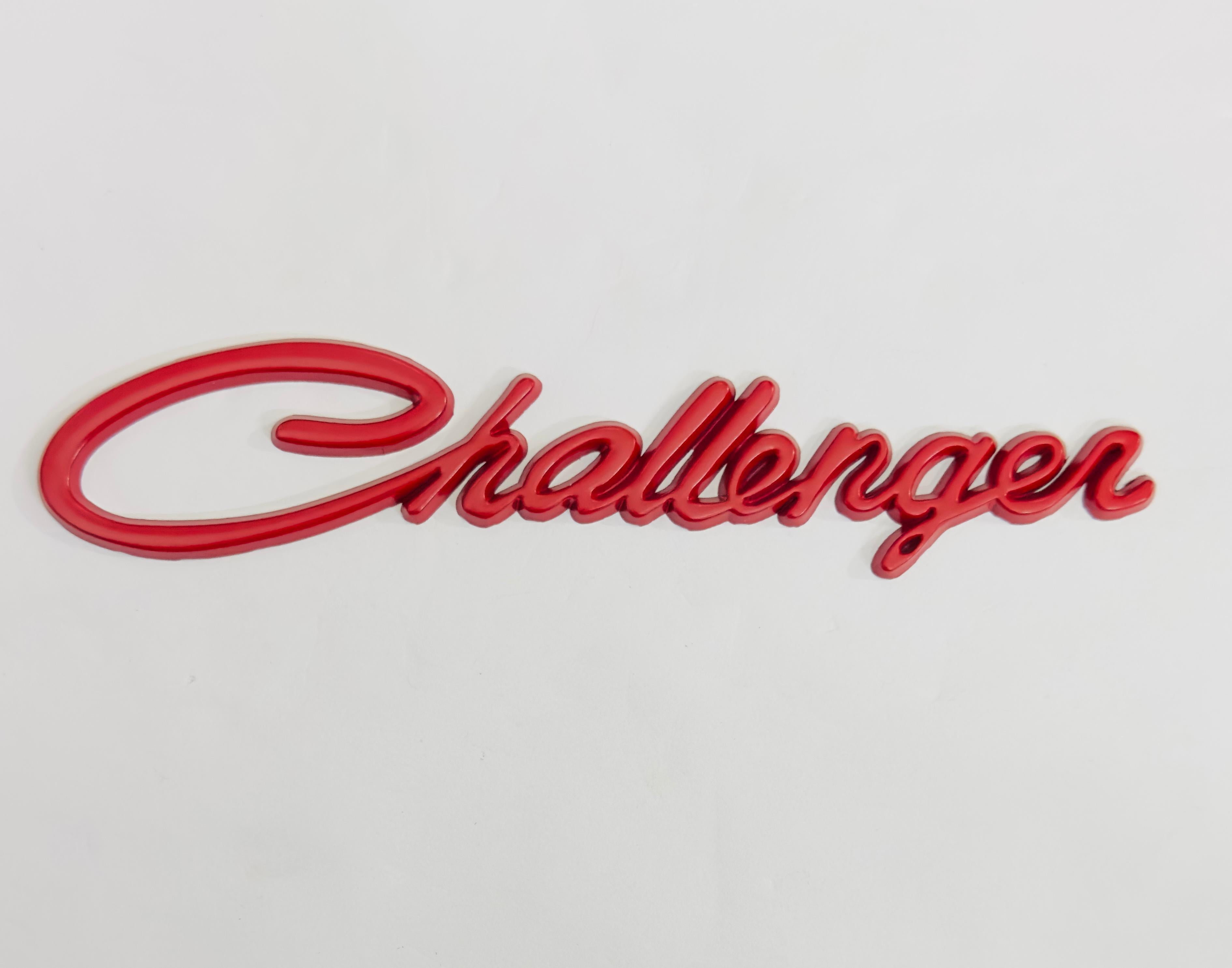 Challenger Logo Metal Sticker (15cmx3cm) Car Emblem Attractive car Sport Sticker Premium 3D Badge Grand Tourer Decal Challenger 3D Sticker Decor for Laptop Car Bike.