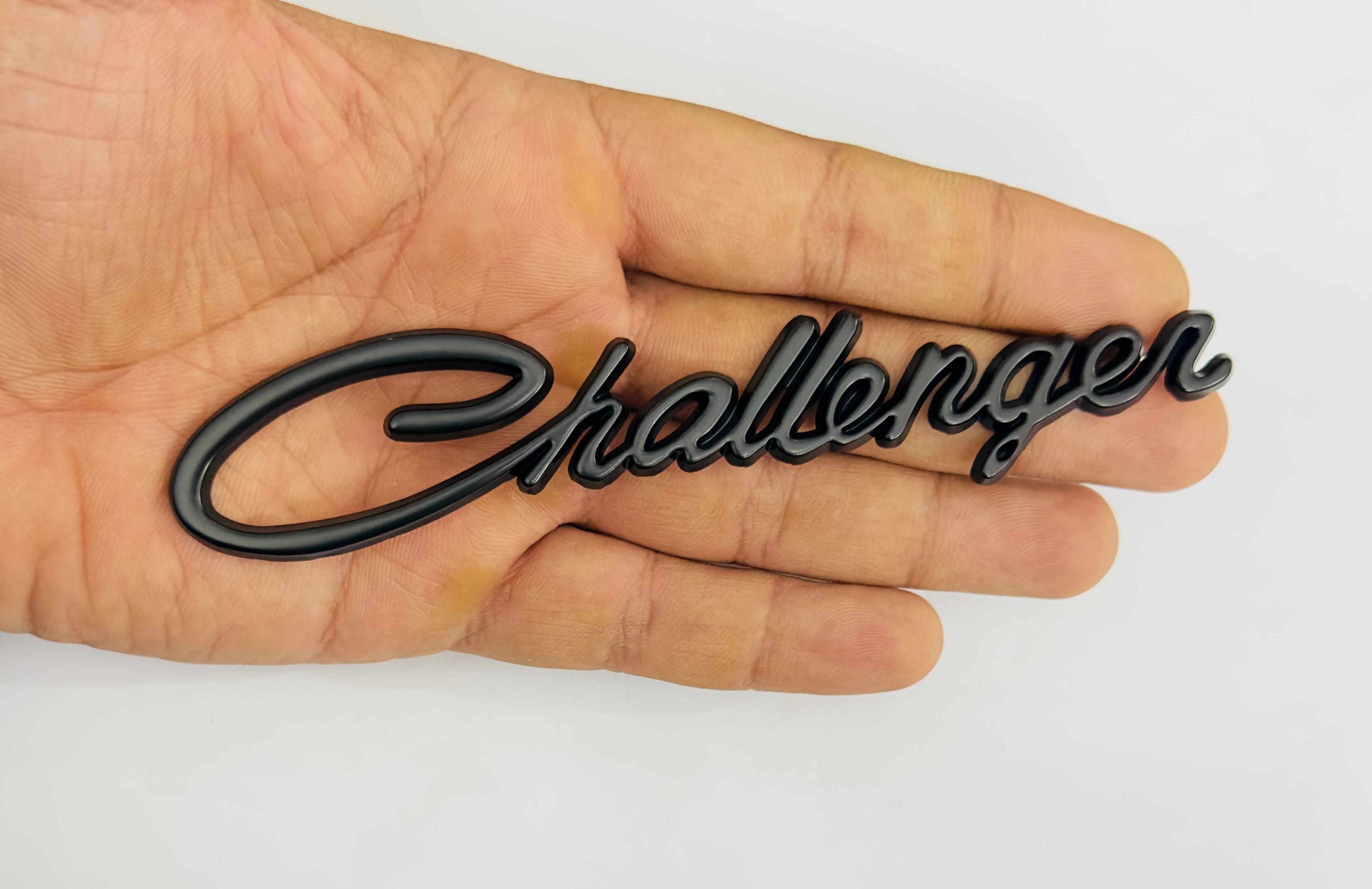 Challenger Black Logo Metal Sticker (15cmx3cm) Car Emblem Attractive car Sport Sticker Premium 3D Badge Grand Tourer Decal Challenger 3D Sticker Decor for Laptop Car Bike.