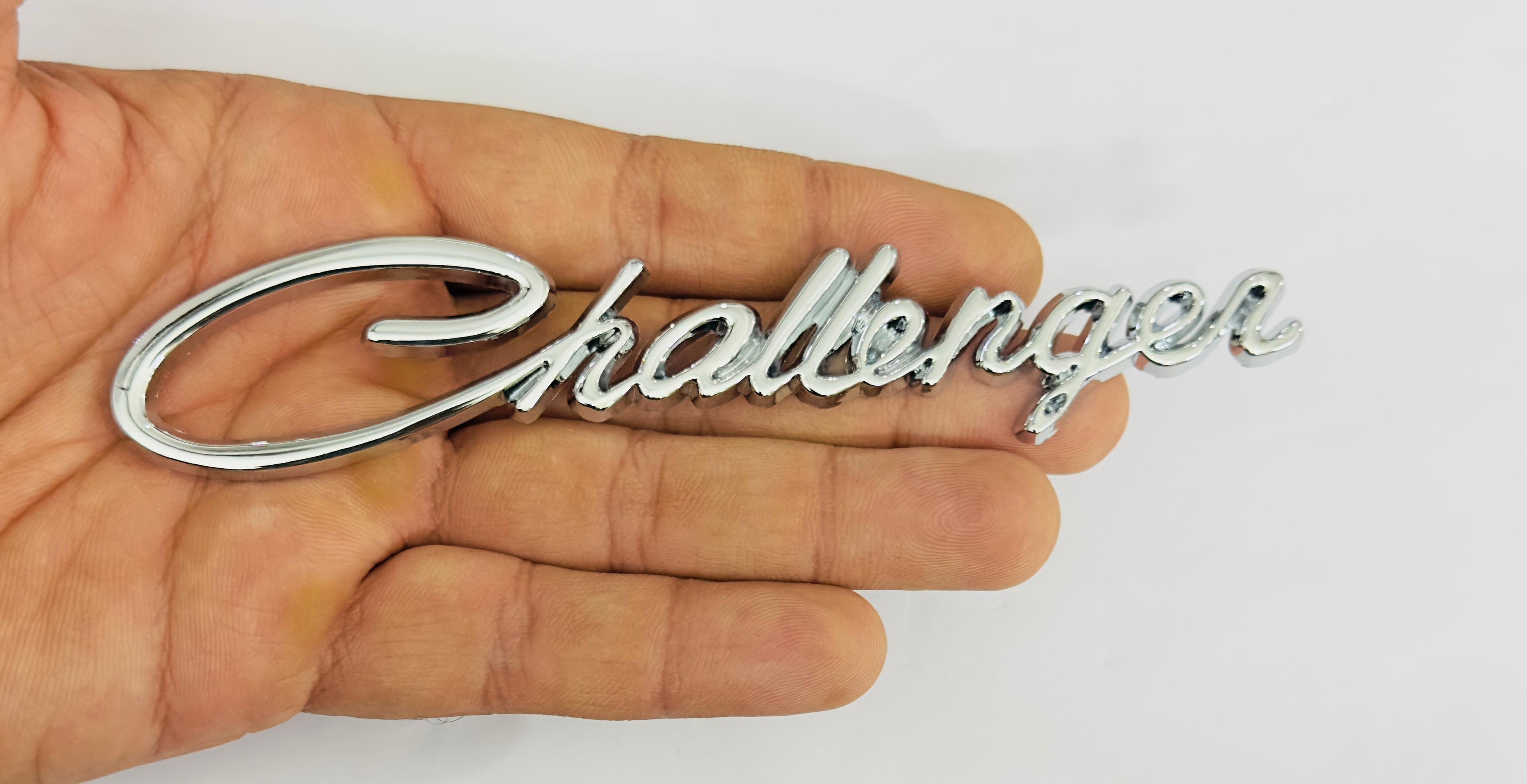 Challenger CHROME Logo Metal Sticker (15cmx3cm) Car Emblem Attractive car Sport Sticker Premium 3D Badge Grand Tourer Decal Challenger 3D Sticker Decor for Laptop Car Bike.