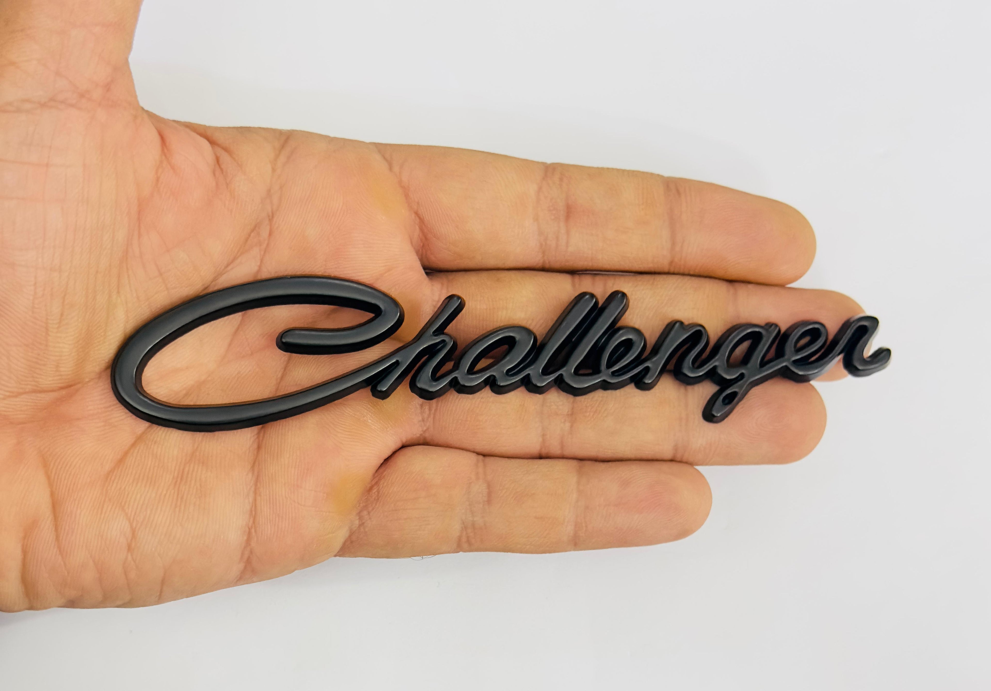 Challenger Black Logo Metal Sticker (15cmx3cm) Car Emblem Attractive car Sport Sticker Premium 3D Badge Grand Tourer Decal Challenger 3D Sticker Decor for Laptop Car Bike.