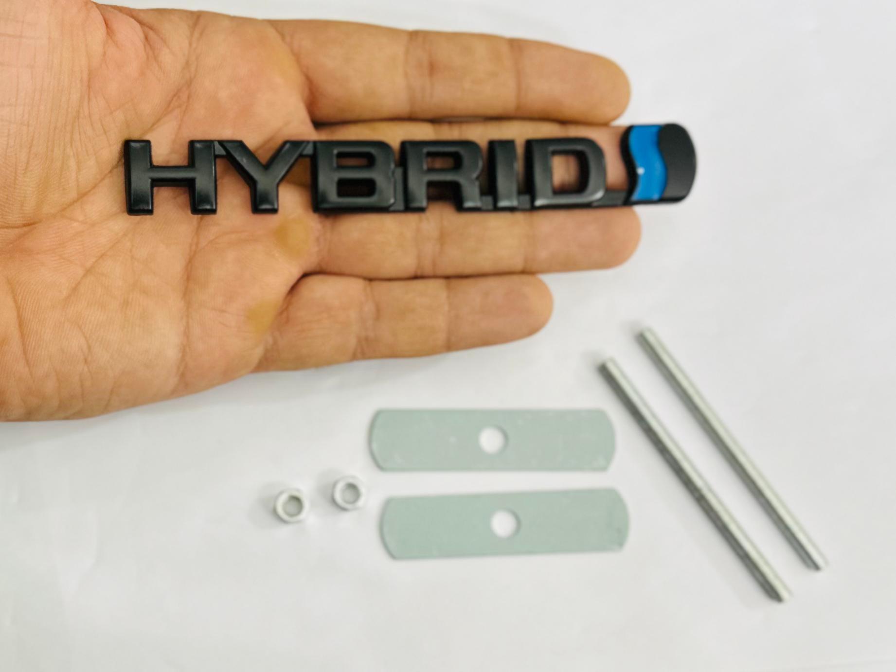 Black Hybrid 3D Grill Logo (13cmx1.5cm) for Car Bike Laptop Decorative Emblem Hybrid Grill Sticker 3D-Badge Universal Auto Racing Sports Logo Grand Tourer Decal Auto Accessories 1PC.