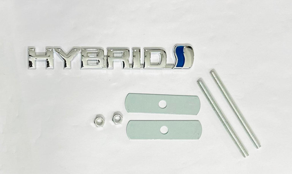 Chrome Hybrid 3D Grill Logo (13cmx1.5cm) for Car Bike Laptop Decorative Emblem Hybrid Grill Sticker 3D-Badge Universal Auto Racing Sports Logo Grand Tourer Decal Auto Accessories 1PC.