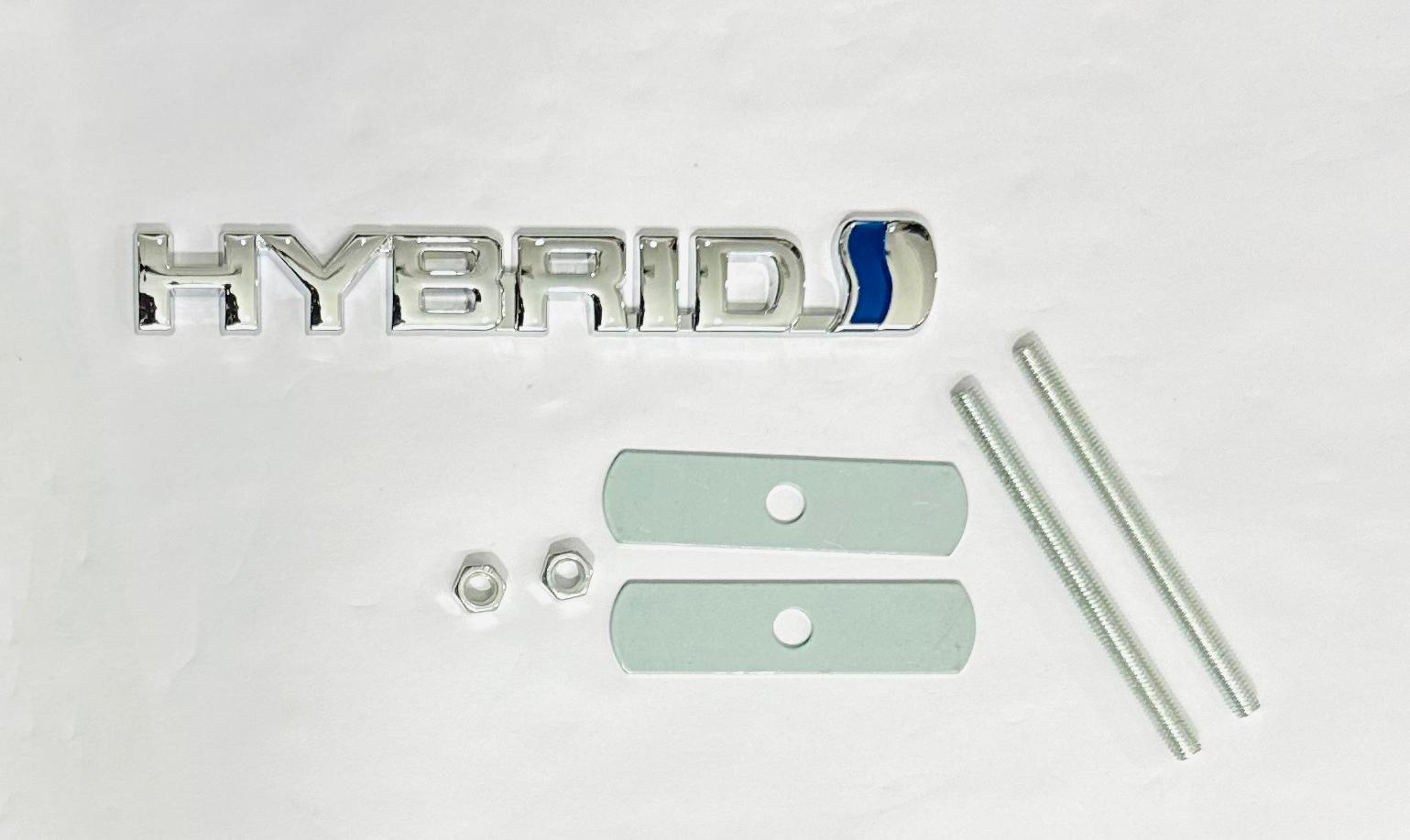 Chrome Hybrid 3D Grill Logo (13cmx1.5cm) for Car Bike Laptop Decorative Emblem Hybrid Grill Sticker 3D-Badge Universal Auto Racing Sports Logo Grand Tourer Decal Auto Accessories 1PC.