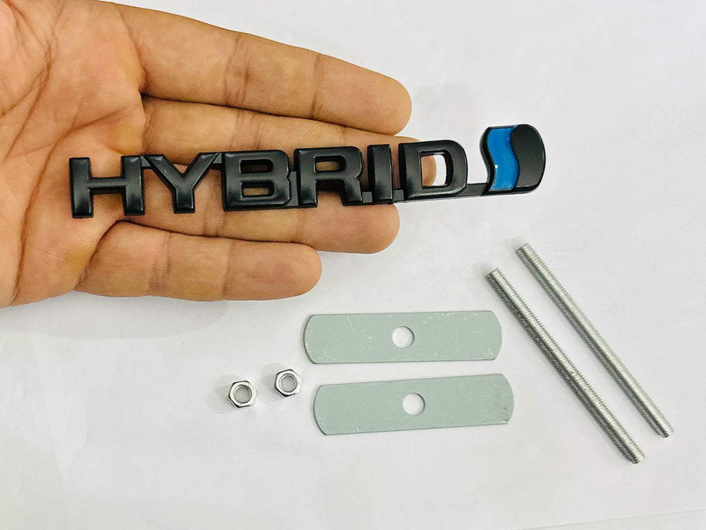 Black Hybrid 3D Grill Logo (13cmx1.5cm) for Car Bike Laptop Decorative Emblem Hybrid Grill Sticker 3D-Badge Universal Auto Racing Sports Logo Grand Tourer Decal Auto Accessories 1PC.