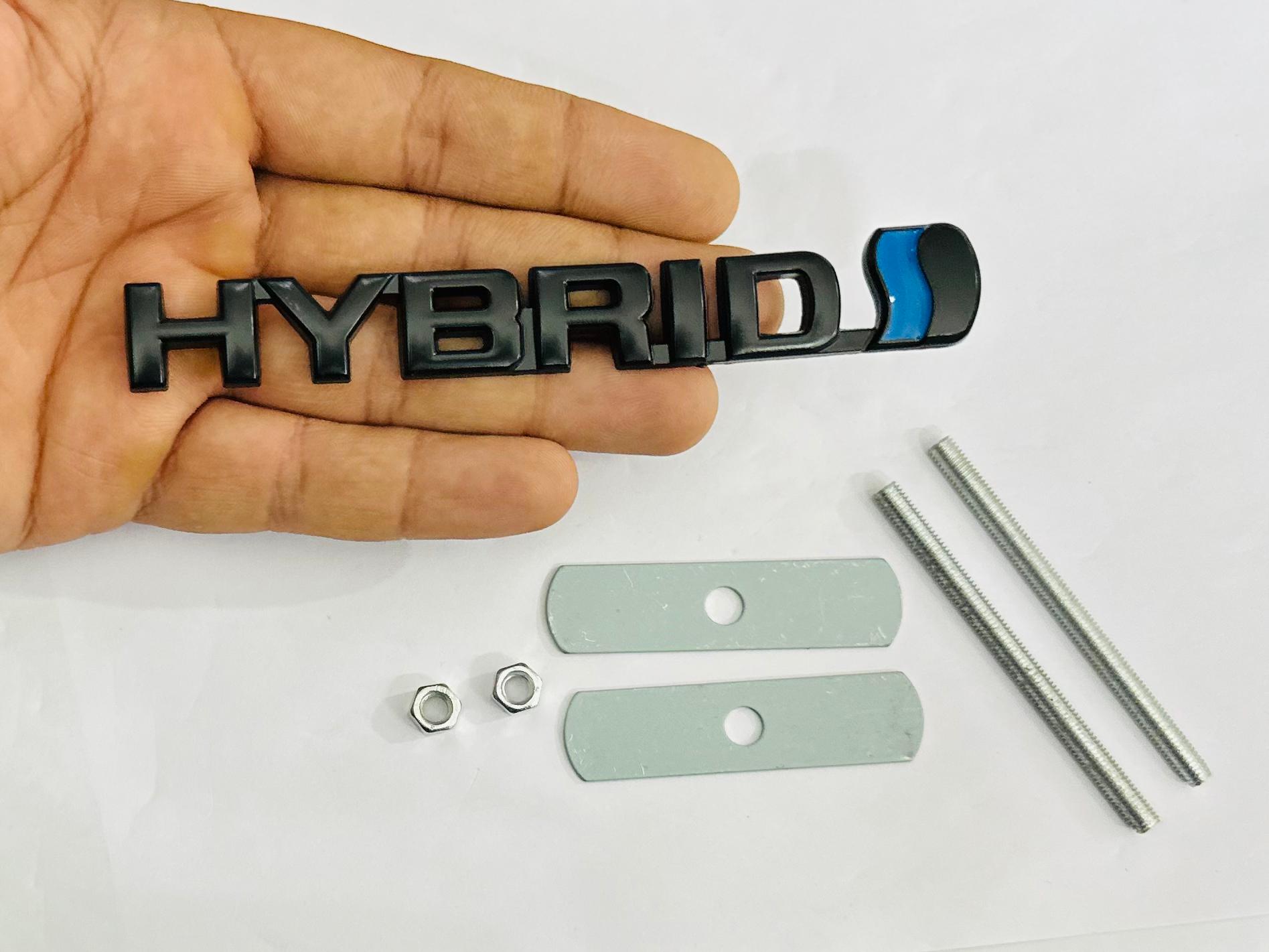 Black Hybrid 3D Grill Logo (13cmx1.5cm) for Car Bike Laptop Decorative Emblem Hybrid Grill Sticker 3D-Badge Universal Auto Racing Sports Logo Grand Tourer Decal Auto Accessories 1PC.