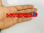 Red Hybrid 3D Logo (13cmx1.5cm) for Car Bike Laptop Decorative Emblem Hybrid Sticker 3D-Badge Universal Auto Racing Sports Logo Grand Tourer Decal Auto Accessories 1PC.