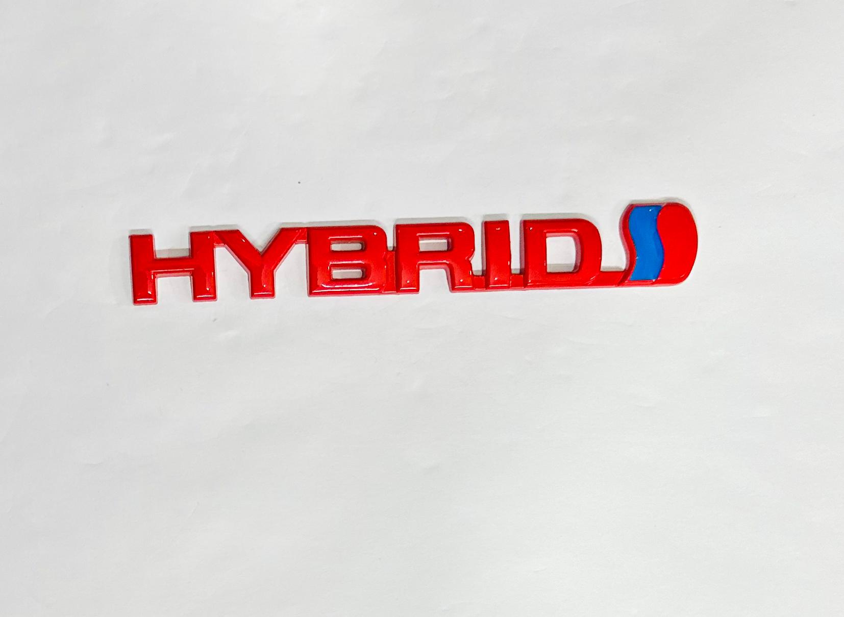 Hybrid 3D Logo (13cmx1.5cm) for Car Bike Laptop Emblem, Hybrid 3D-Badge Universal Auto Racing Sports Logo Grand Tourer Decal Auto Accessories 1PC.