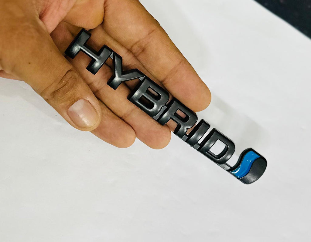 Black Hybrid 3D Logo (13cmx1.5cm) for Car Bike Laptop Decorative Emblem Hybrid Sticker 3D-Badge Universal Auto Racing Sports Logo Grand Tourer Decal Auto Accessories 1PC.