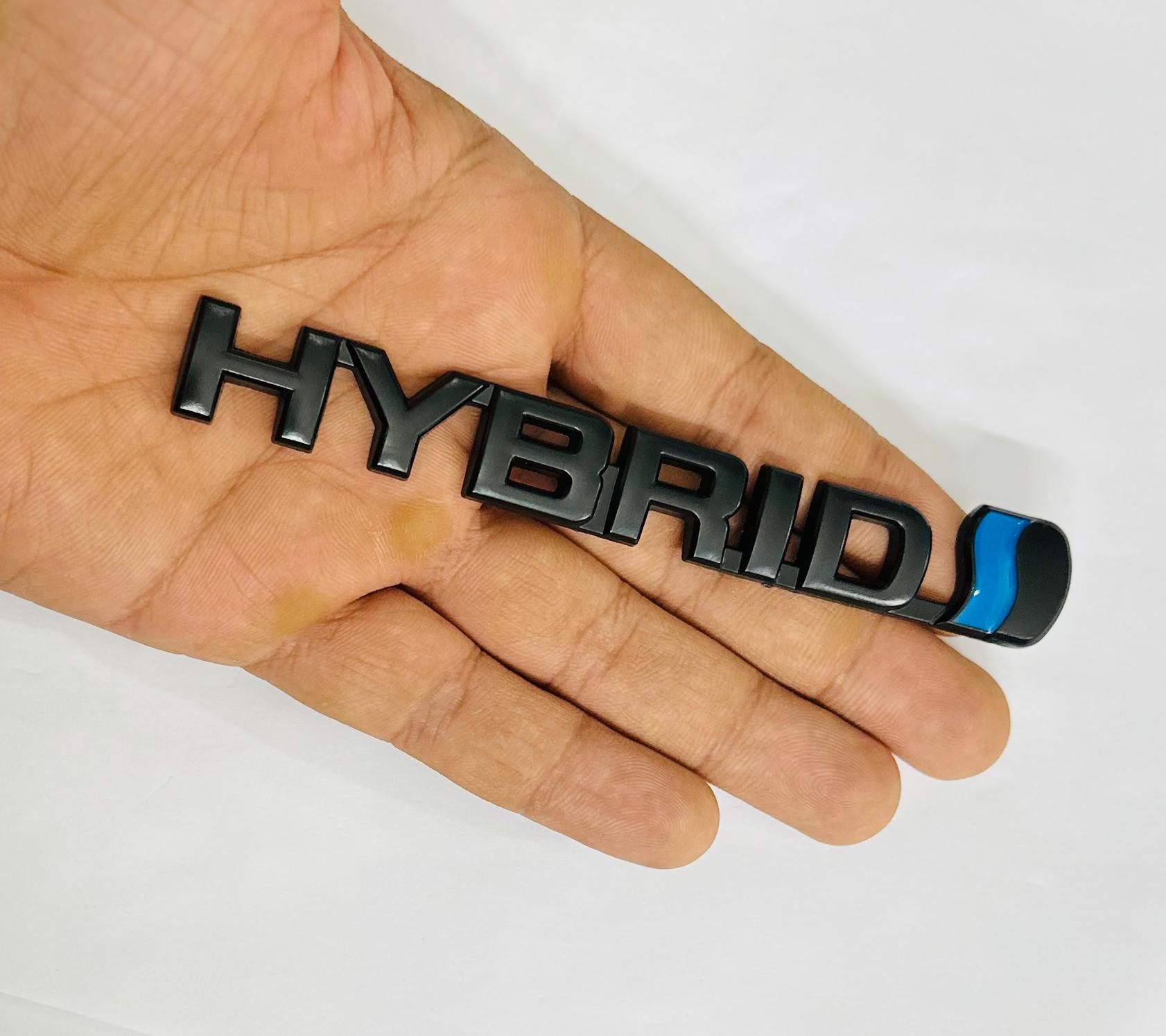 Black Hybrid 3D Logo (13cmx1.5cm) for Car Bike Laptop Decorative Emblem Hybrid Sticker 3D-Badge Universal Auto Racing Sports Logo Grand Tourer Decal Auto Accessories 1PC.