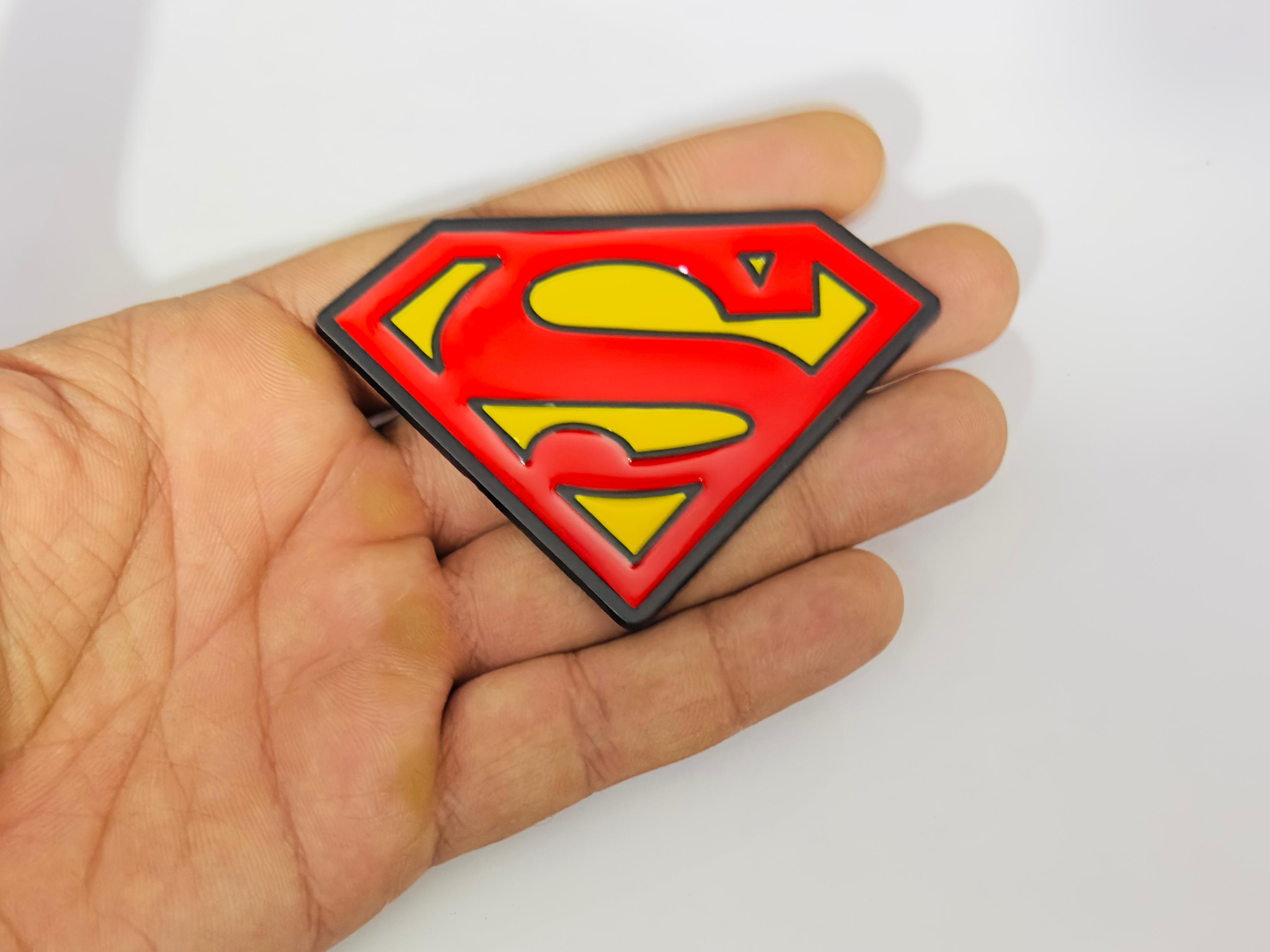 Car Bike Laptop Red-Yellow Superman 3D Logo (5.5cmx8.2cm) Attractive Superman Sticker Car Emblem 3D Badge Auto Racing Sport Logo Grand Tourer Decal.