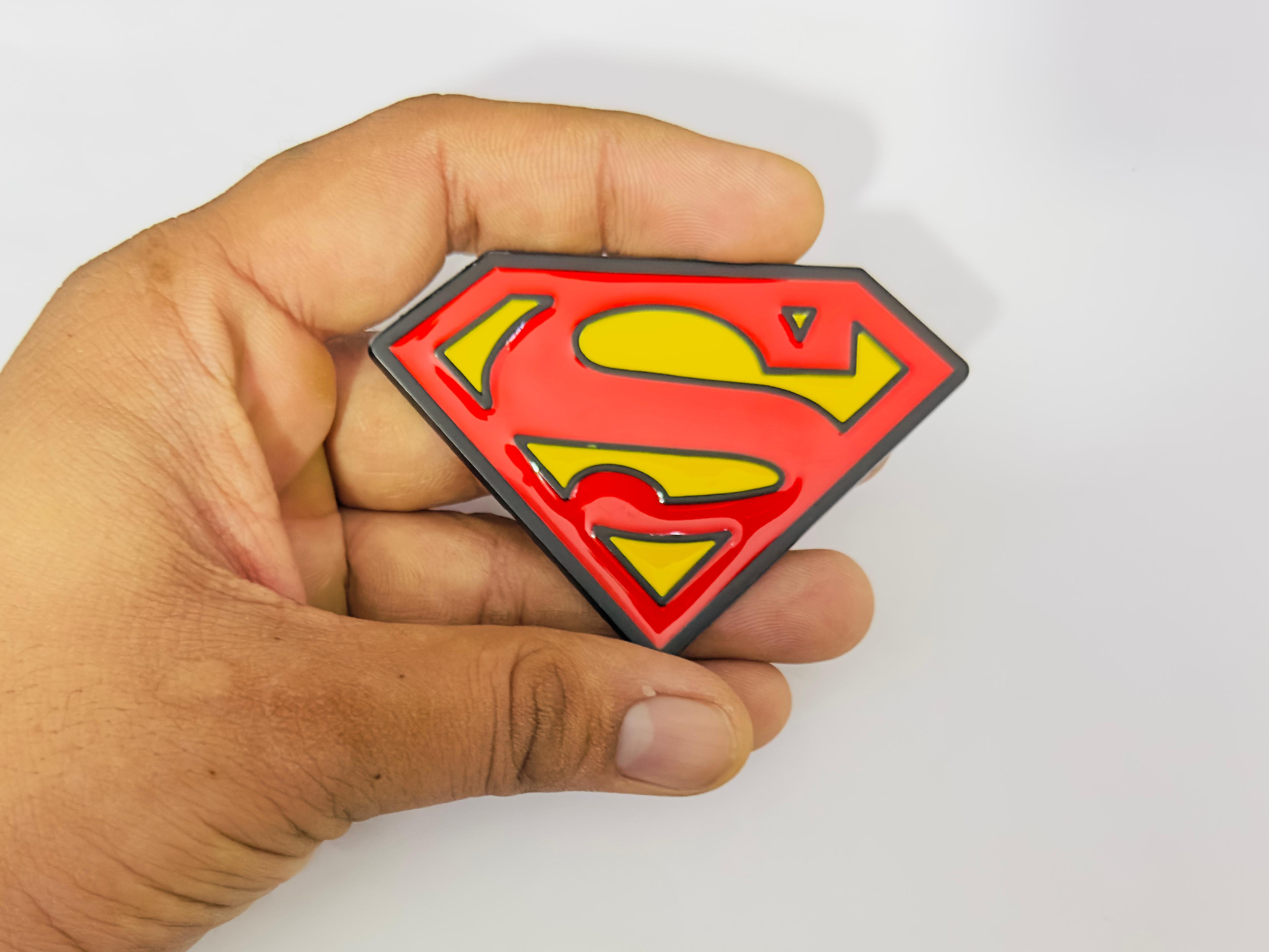Car Bike Laptop Red-Yellow Superman 3D Logo (5.5cmx8.2cm) Attractive Superman Sticker Car Emblem 3D Badge Auto Racing Sport Logo Grand Tourer Decal.