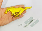 Golden Horse 3D Grill Logo (16cmx6cm) for Car Bike Laptop Emblem, Horse Grill Sticker 3D-Badge Auto Racing Sport Logo Grand Tourer Decal Auto Accessories 1PC.