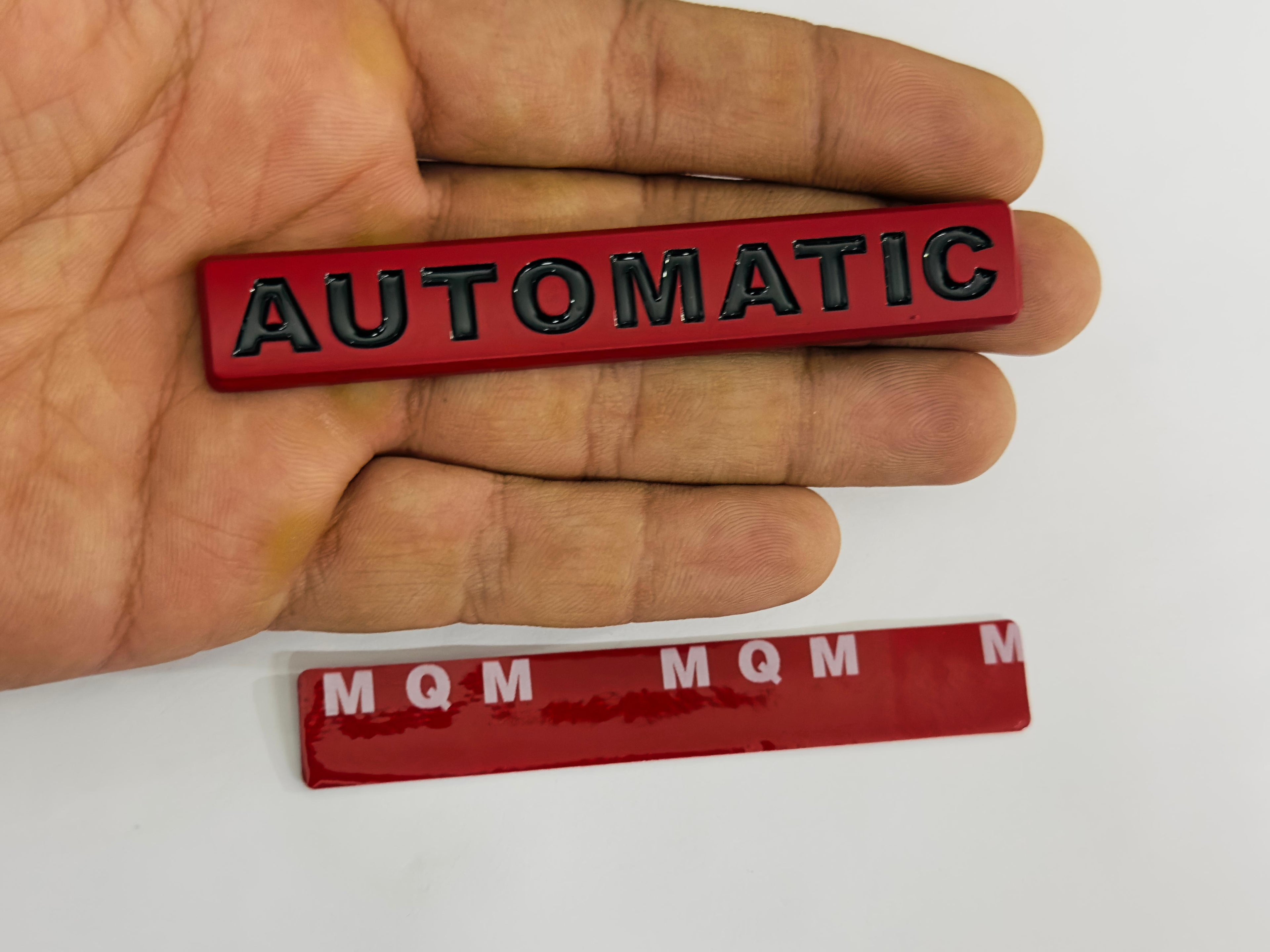 RED-Black Automatic-3D Sticker (10cmx1.5cm) Car Bike Laptop Automatic Logo Car Emblem 3D Badge Attractive Sticker Auto Racing Sport Logo Grand Tourer Decal.