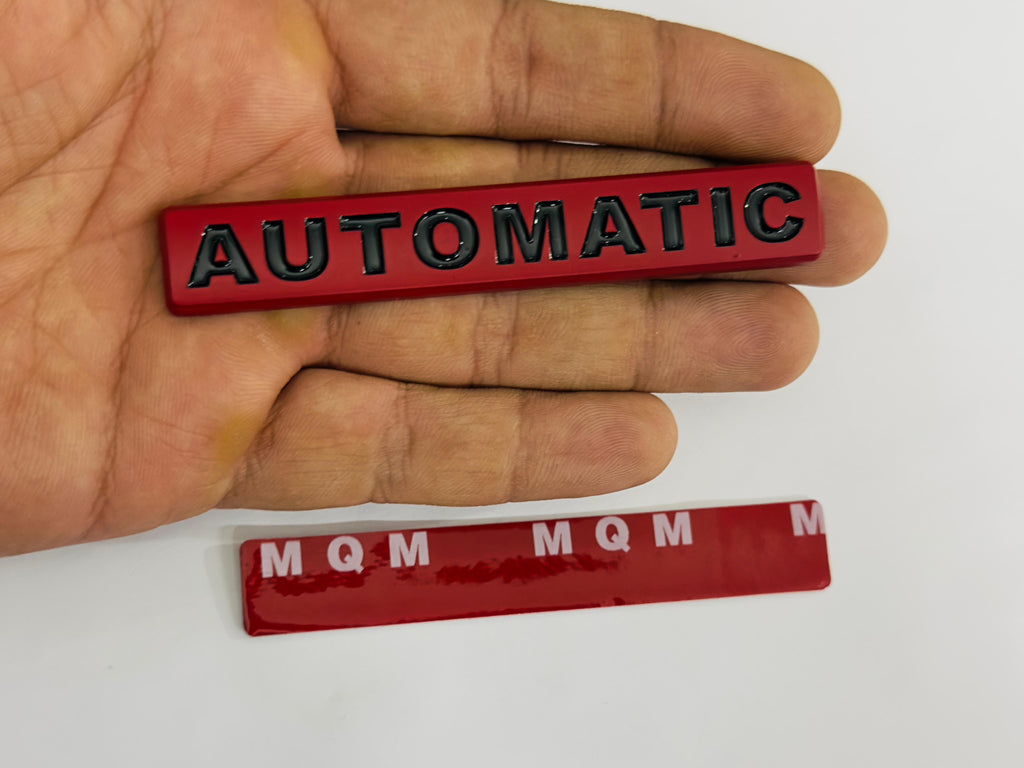 RED-Black Automatic-3D Sticker (10cmx1.5cm) Car Bike Laptop Automatic Logo Car Emblem 3D Badge Attractive Sticker Auto Racing Sport Logo Grand Tourer Decal.