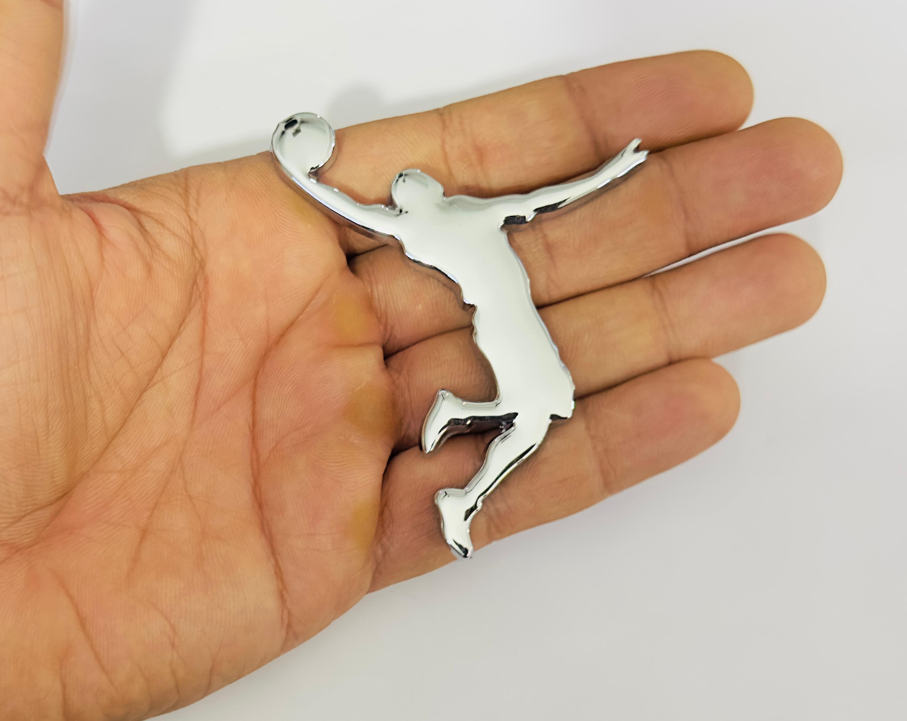 Chrome Jordan 3D Sticker (8.5cmx6cm) for Car Bike Laptop Emblem, Jordan Sticker 3D-Badge Universal Auto Racing Sport Logo Grand Tourer Decal Auto Accessories.