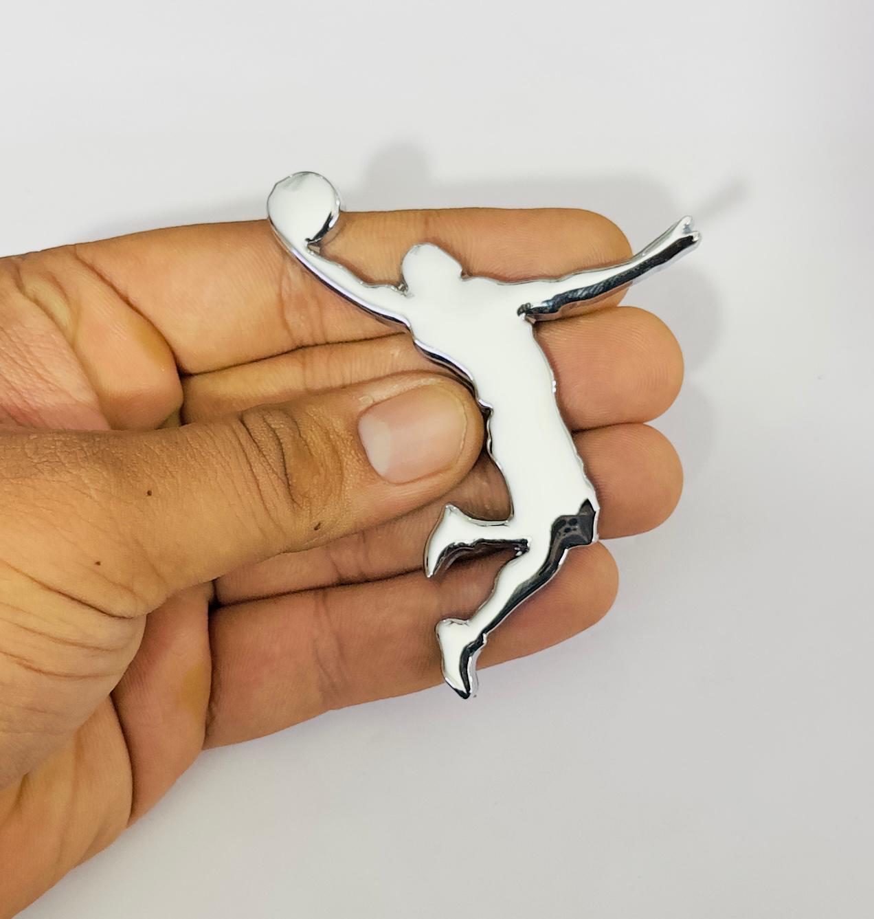 Chrome Jordan 3D Sticker (8.5cmx6cm) for Car Bike Laptop Emblem, Jordan Sticker 3D-Badge Universal Auto Racing Sport Logo Grand Tourer Decal Auto Accessories.