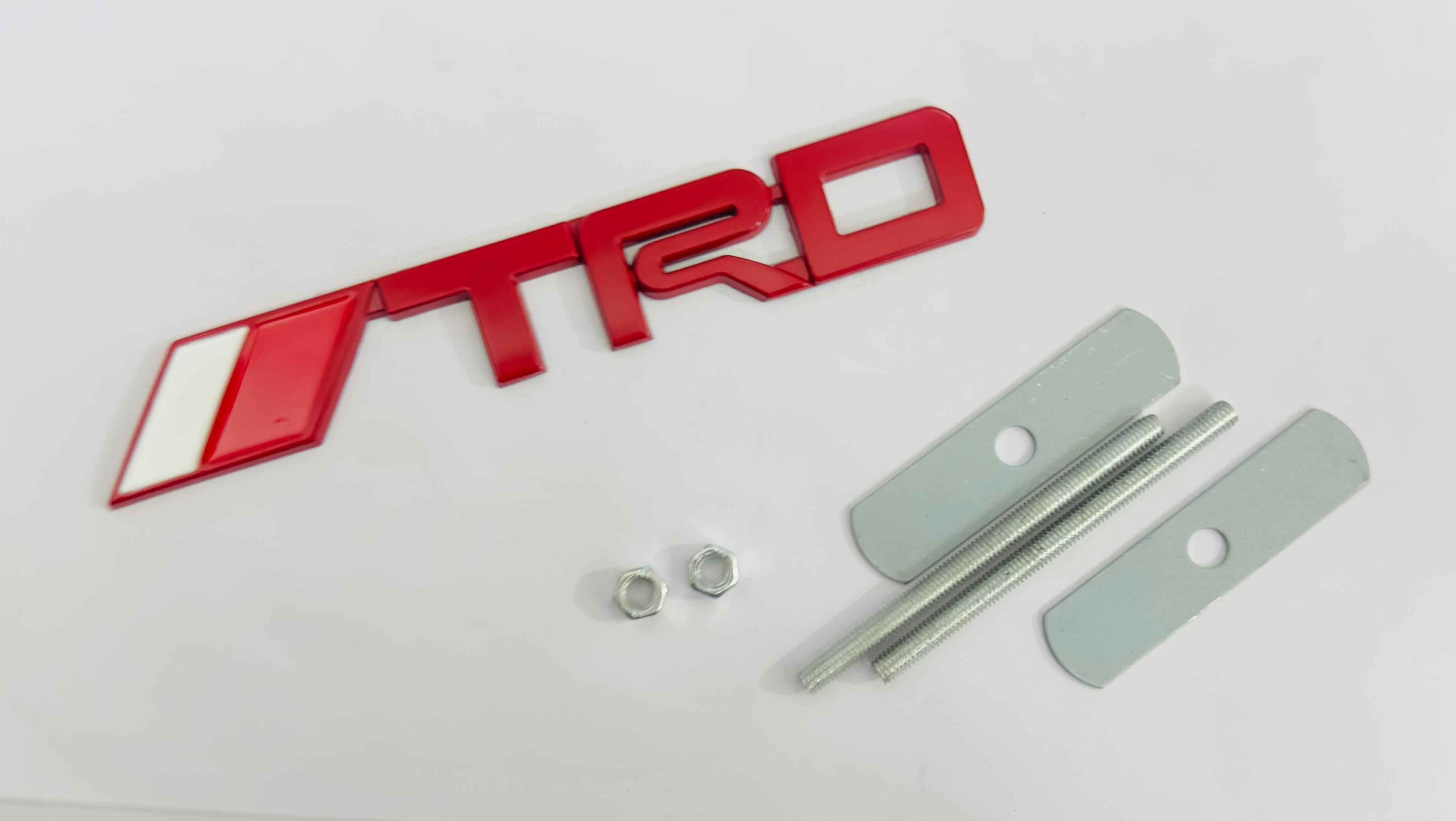 Car Bike Laptop Metal 3D Logo TRD/TRD Long Car Emblems Metal Lo.go, 3D Badge Auto Racing Sport Sticker Universal Grand Tourer Decal. (RED Long TRD Grill Logo 14X2.5)