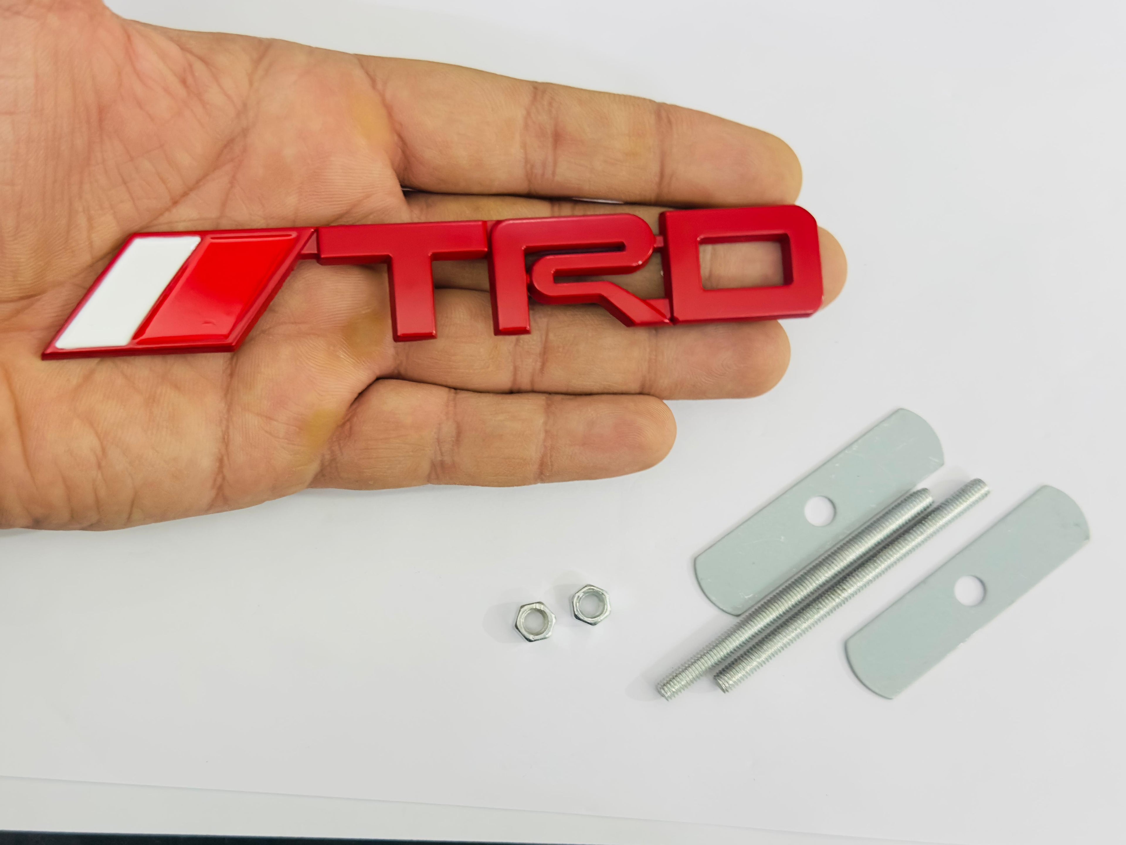 Car Bike Laptop Metal 3D Logo TRD/TRD Long Car Emblems Metal Lo.go, 3D Badge Auto Racing Sport Sticker Universal Grand Tourer Decal. (RED Long TRD Grill Logo 14X2.5)