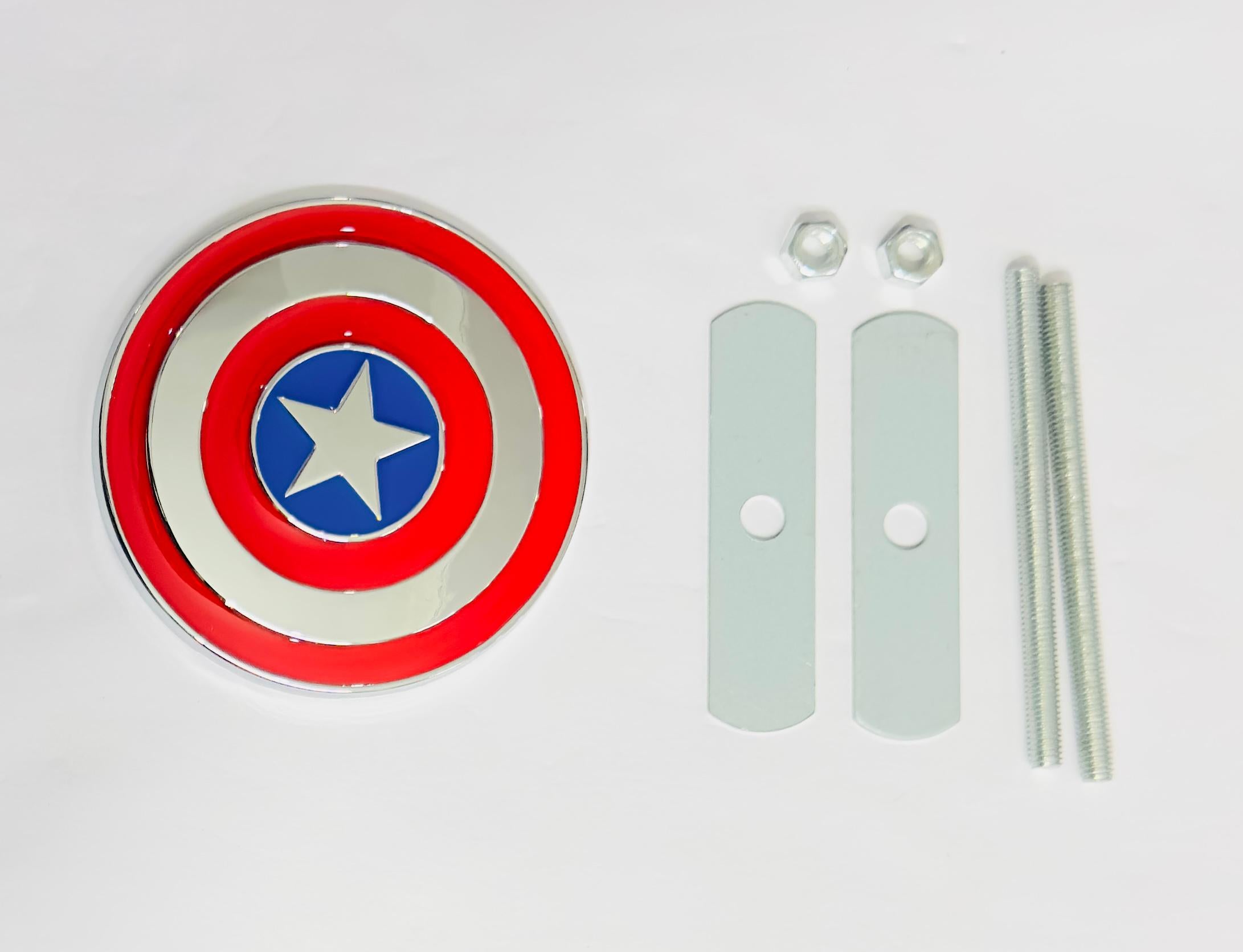 Captain America 3D Grill Logo (7cmx7cm) for Car Bike Laptop Decorative Emblem Captain America Grill Sticker 3D-Badge Universal Auto Racing Sports Logo Grand Tourer Decal Auto Accessories 1PC.