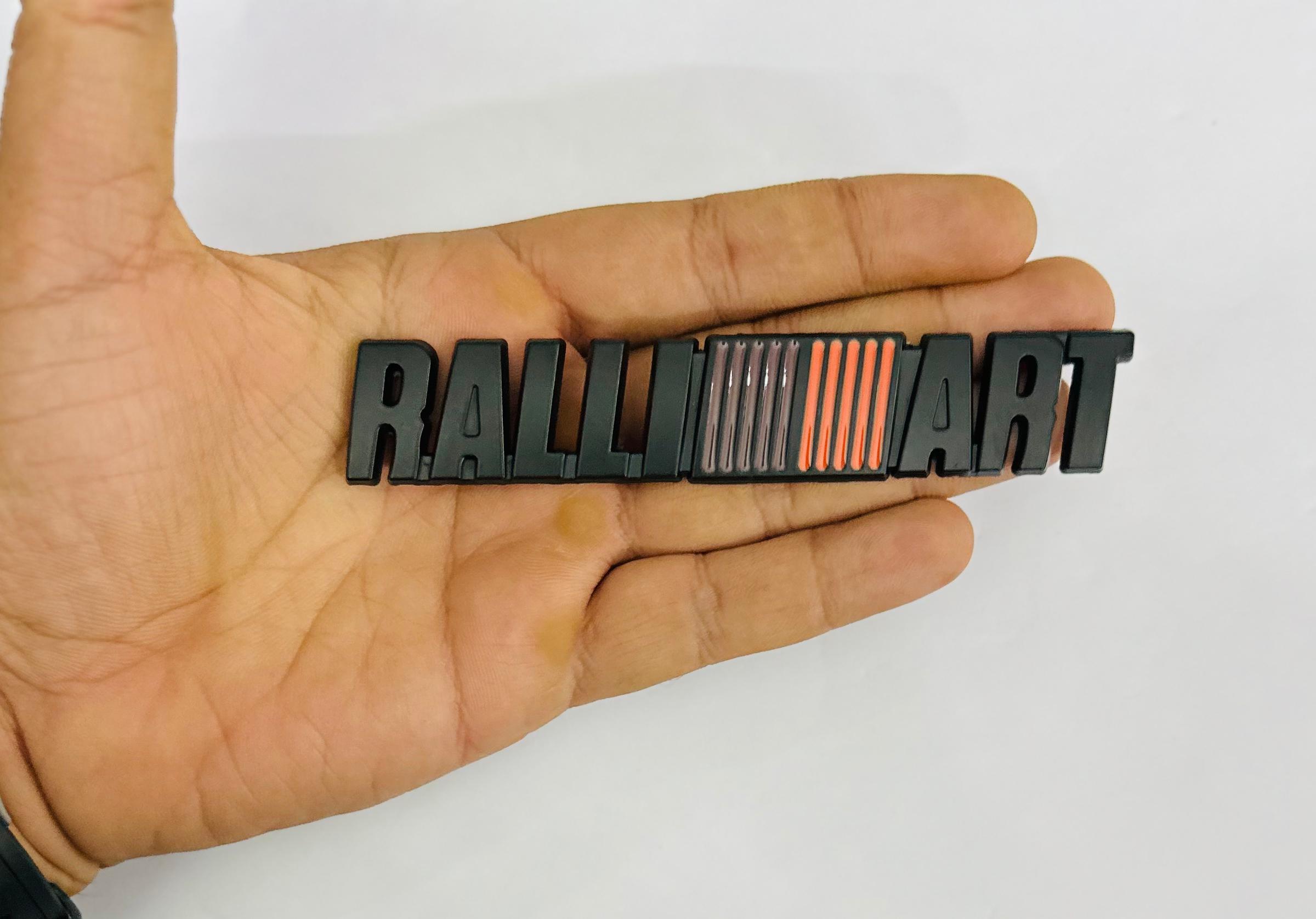 RALLIART Emblems for Car Bike Laptop Metal 3D Logo (12.5cmx2cm) Auto Accessories for Car Emblem 3D Badge Auto Racing Sport Sticker Grand Tourer Decal. (Black, RALLIART Metal 3D Logo)