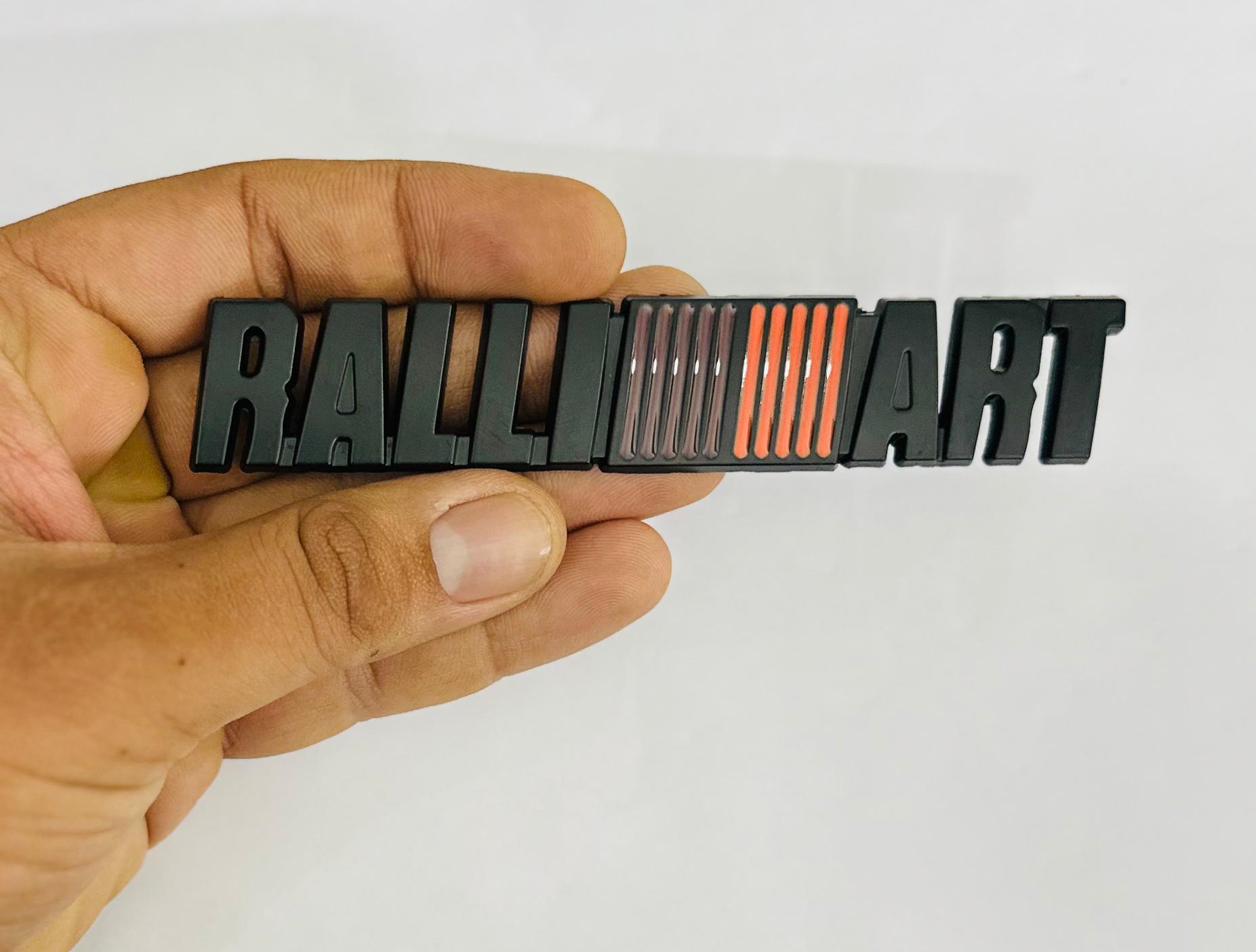 RALLIART Emblems for Car Bike Laptop Metal 3D Logo (12.5cmx2cm) Auto Accessories for Car Emblem 3D Badge Auto Racing Sport Sticker Grand Tourer Decal. (Black, RALLIART Metal 3D Logo)