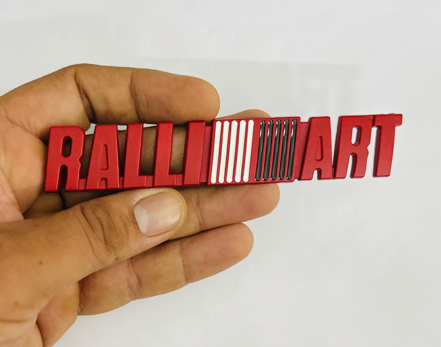 RALLIART Emblems for Car Bike Laptop Metal 3D Logo (12.5cmx2cm) Auto Accessories for Car Emblem 3D Badge Auto Racing Sport Sticker Grand Tourer Decal. (RED, RALLIART Metal 3D Grill Logo)