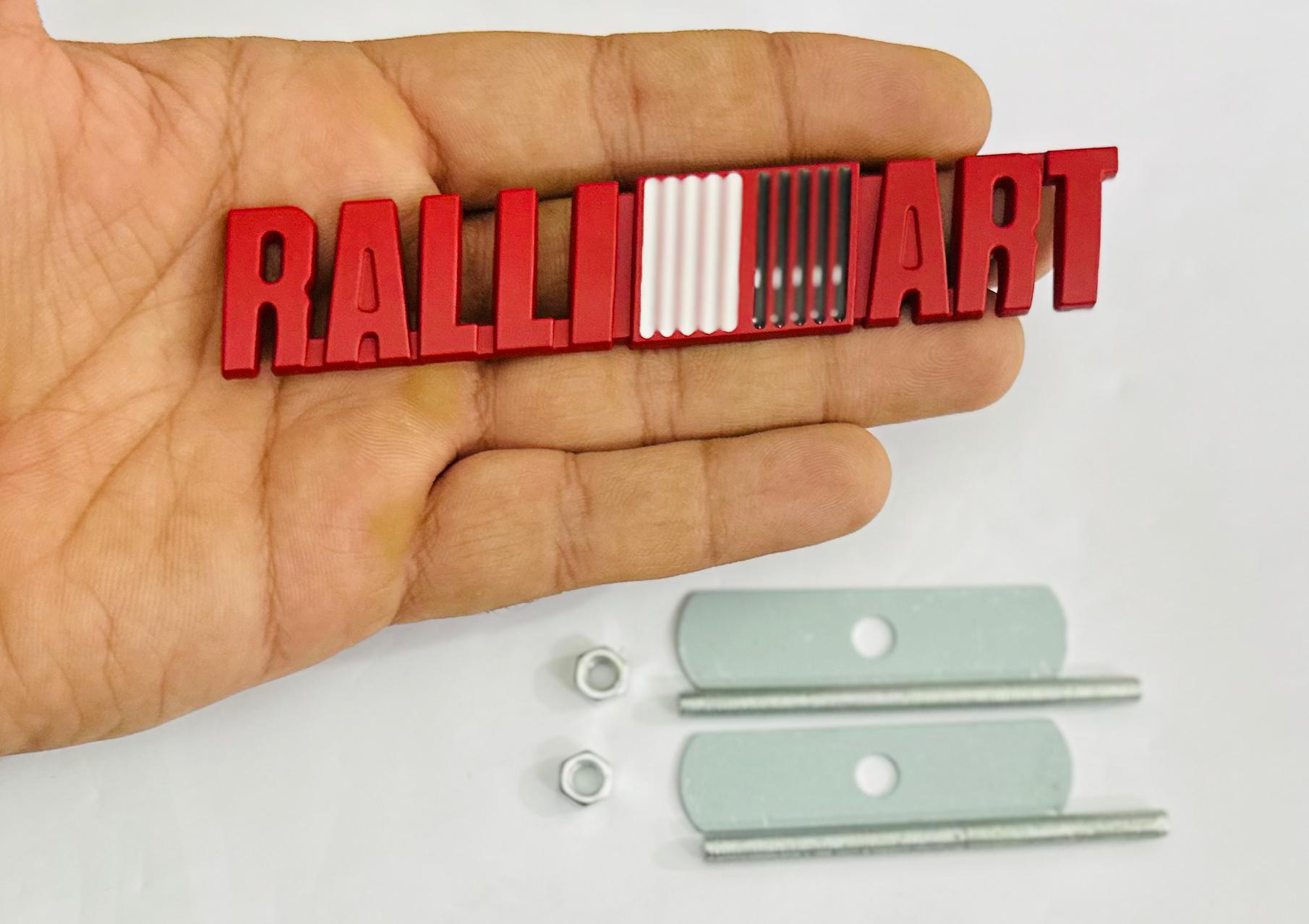 RALLIART Emblems for Car Bike Laptop Metal 3D Logo (12.5cmx2cm) Auto Accessories for Car Emblem 3D Badge Auto Racing Sport Sticker Grand Tourer Decal. (RED, RALLIART Metal 3D Grill Logo)