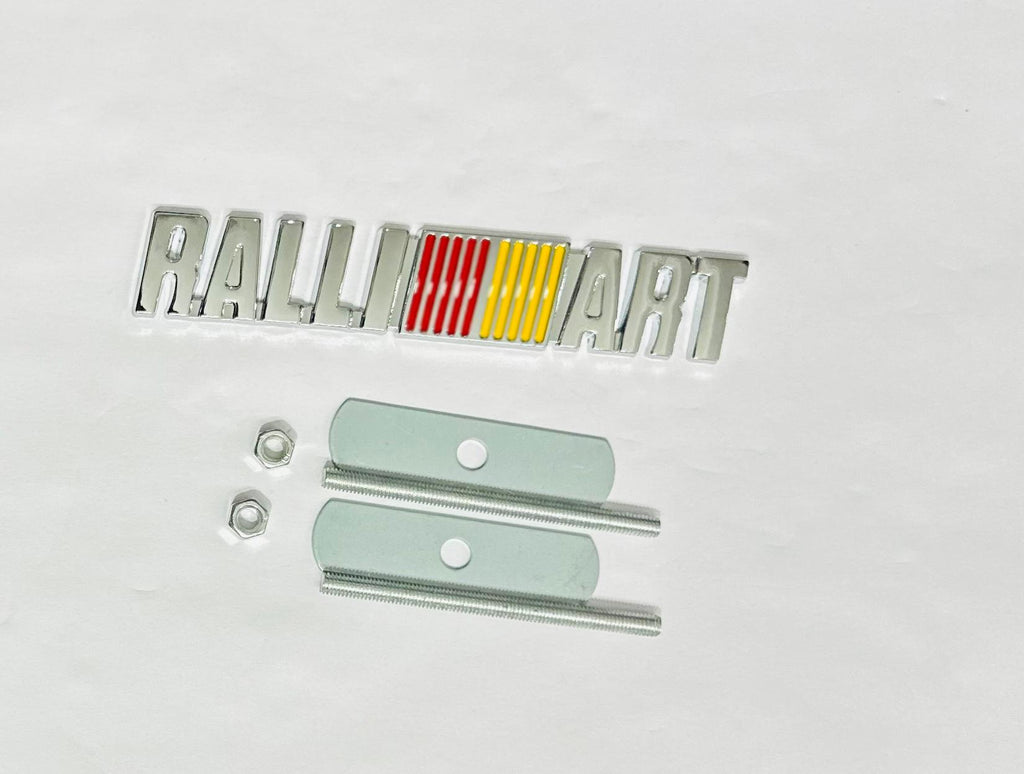 RALLIART Emblems for Car Bike Laptop Metal 3D Logo (12.5cmx2cm) Auto Accessories for Car Emblem 3D Badge Auto Racing Sport Sticker Grand Tourer Decal. (Chrome, RALLIART Metal 3D Grill Logo)