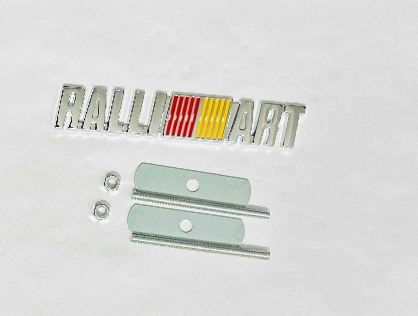 RALLIART Emblems for Car Bike Laptop Metal 3D Logo (12.5cmx2cm) Auto Accessories for Car Emblem 3D Badge Auto Racing Sport Sticker Grand Tourer Decal. (Chrome, RALLIART Metal 3D Grill Logo)