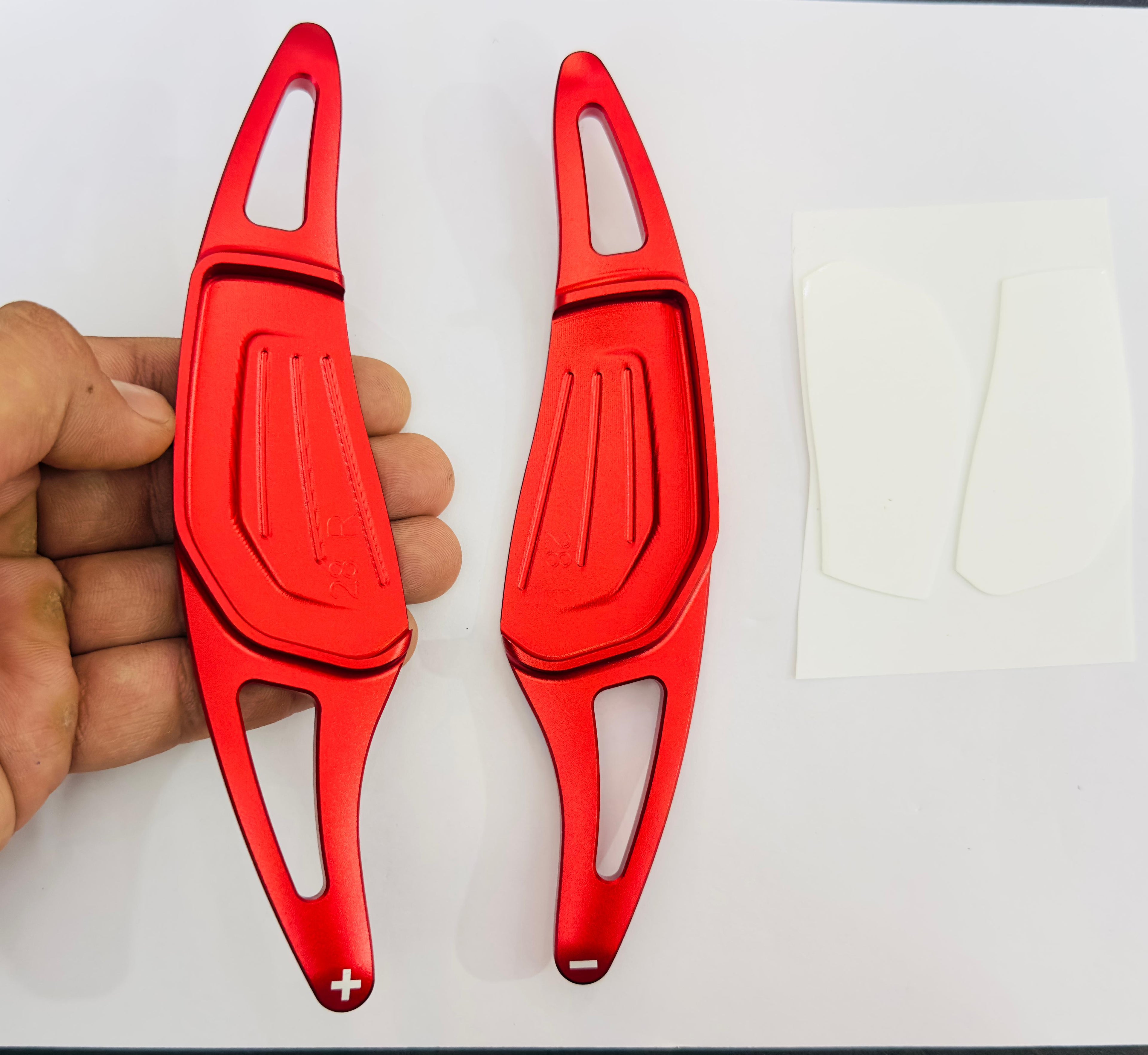 CNC Aluminium Alloy Metal Paddle Shifter Car Interior Styling Extension Parts Car Paddle Shiifter Cover for Decoration Auto Accessories. (RED Skoda Paddle Shifter)